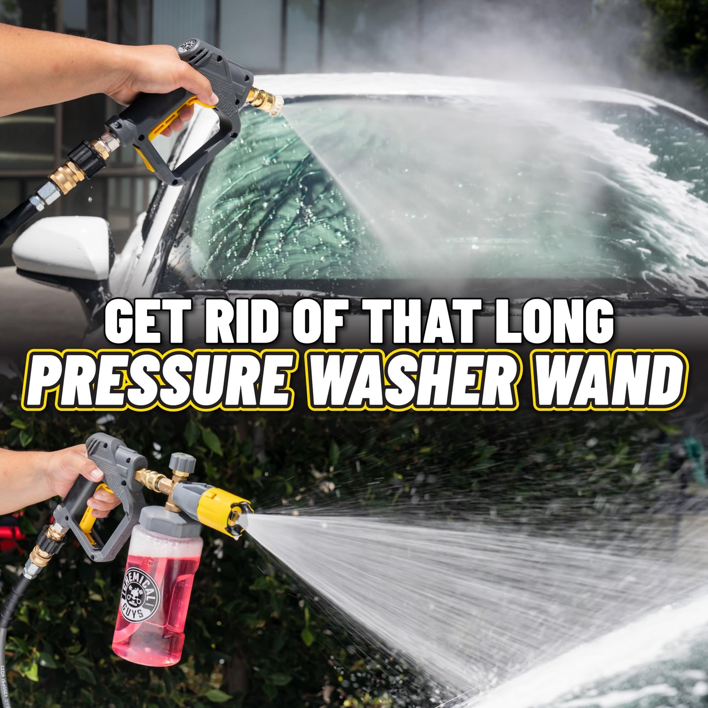 Chemical Guys Snubby Pressure Washer Gun with Foam Cannon Attachment - Short Handle for Gas and Electric Pressure Washers, Foam Sprayer Ideal for Car Washing, Detailing, and Home Cleaning Projects