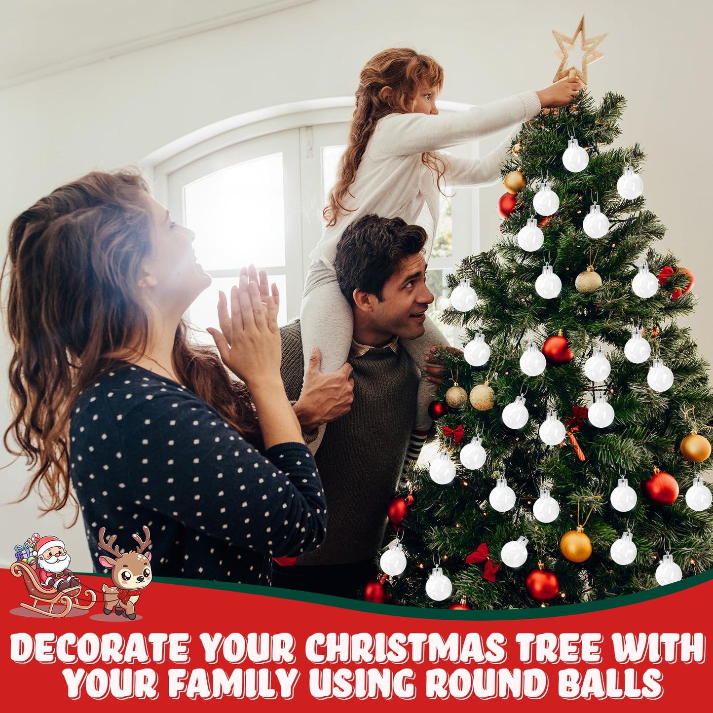 36 Pcs 1.57 inches White Christmas Ball Christmas Tree Ornaments Christmas Tree Pendants Xmas Shiny Balls Baubles Set Christmas for Christmas Tree Hanging Wreath Garland Decorations（White）