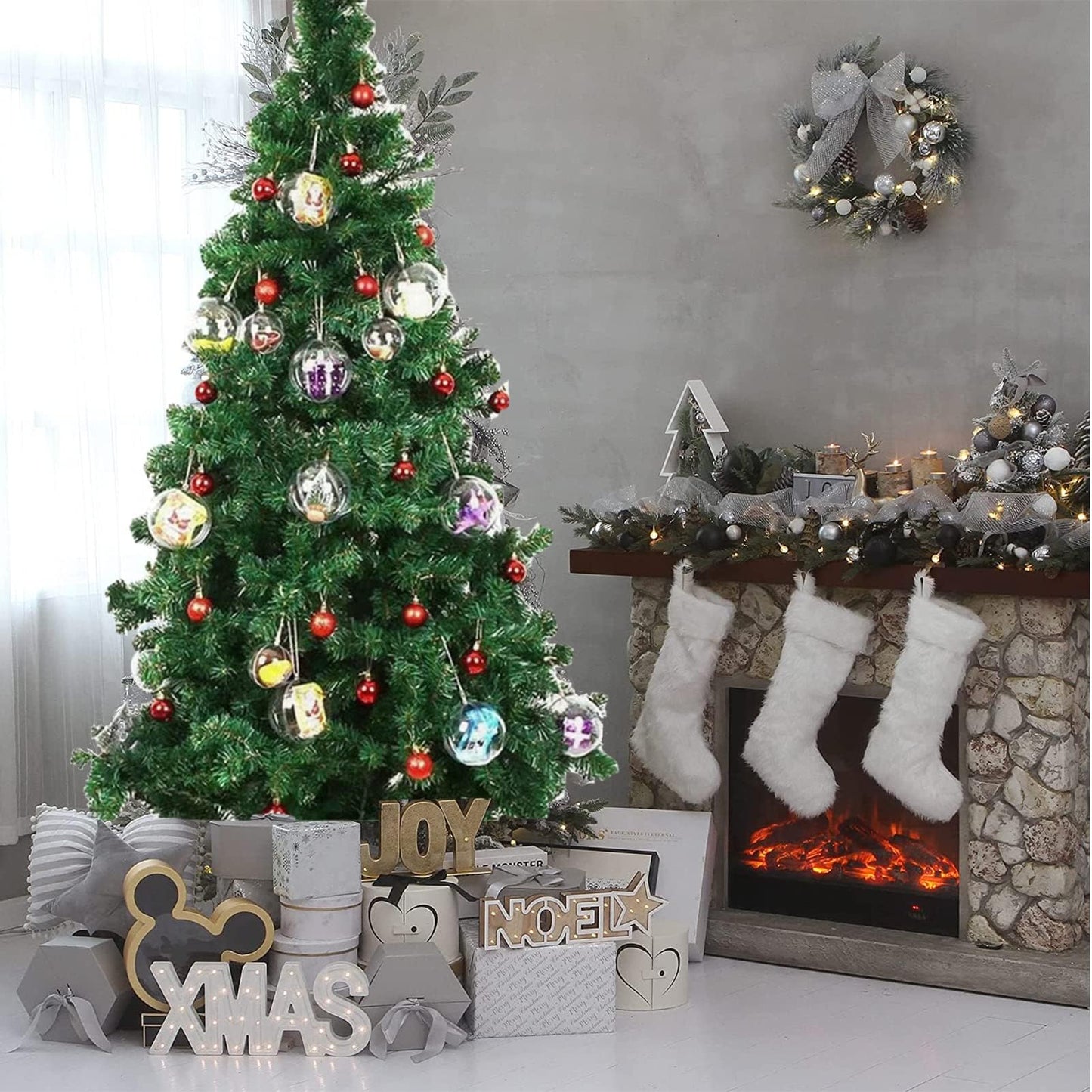 30 PCS Clear Christmas Ornaments Balls, 8cm, 6cm, 5cm Clear Fillable Plastic Ornaments Ball, DIY Christmas Decorations, Hanging Ornaments for Crafts