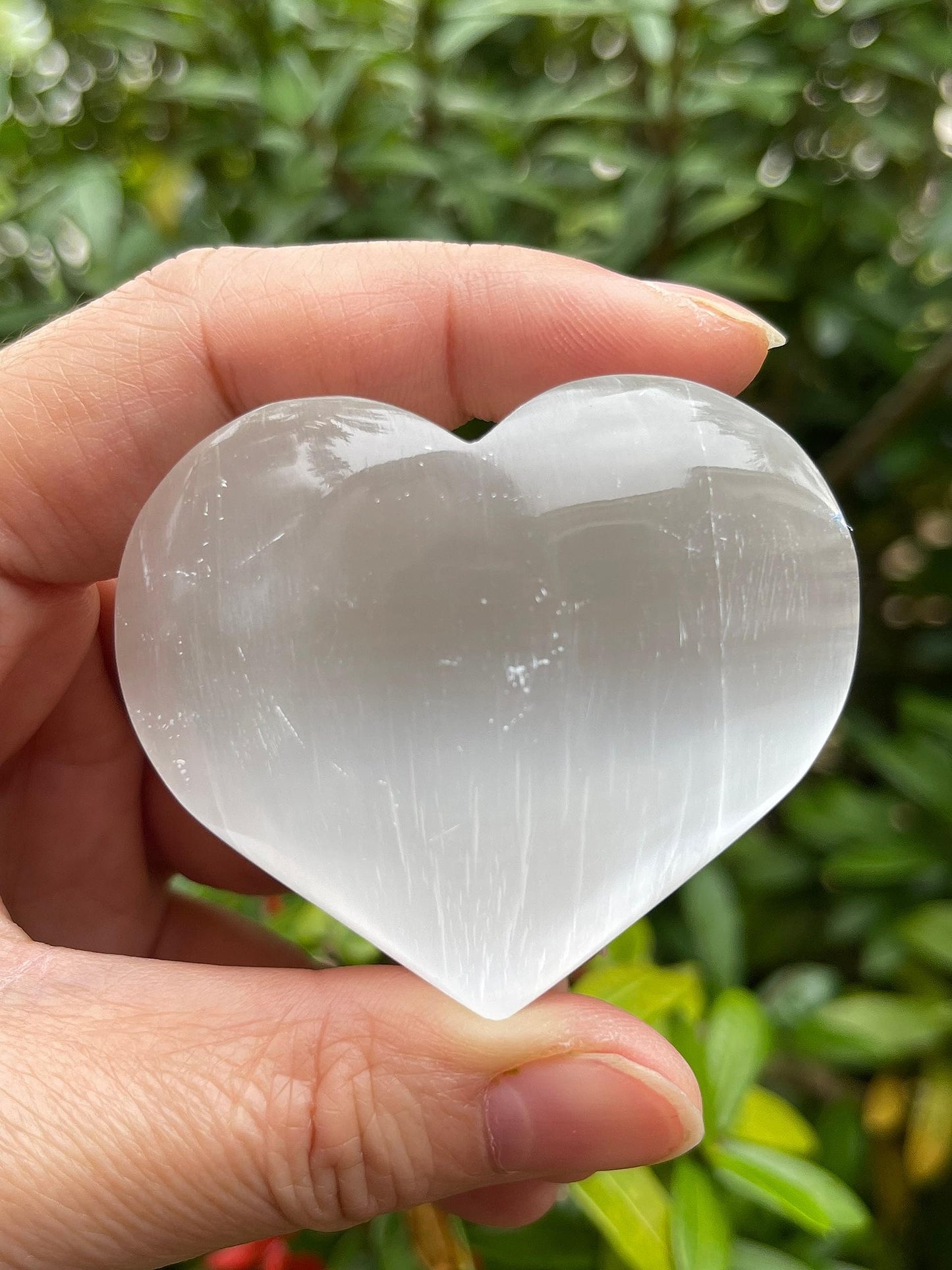 Selenite Gemstone Hearts, Polished Selenite Puffy Hearts, Selenite Crystal Palm Stone, Selenite Healing Crystal Hearts (1 Heart)