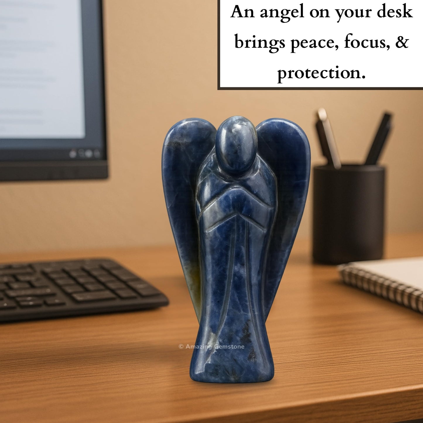 Amazing Gemstone Iolite Angel - Iolite Crystal Angel and Pocket Guardian Angel Crystal Figurines (1.5 inches)