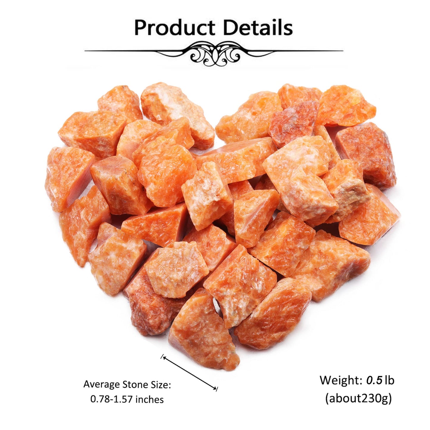 Top Plaza Bulk Sunstone Healing Crystals Rough Stones - Large 1" Natural Raw Stones Crystal for Reiki Healing, Wicca, witchcraft, Tumbling, Cabbing, Fountain Rocks, Decoration, Polishing 0.5lb