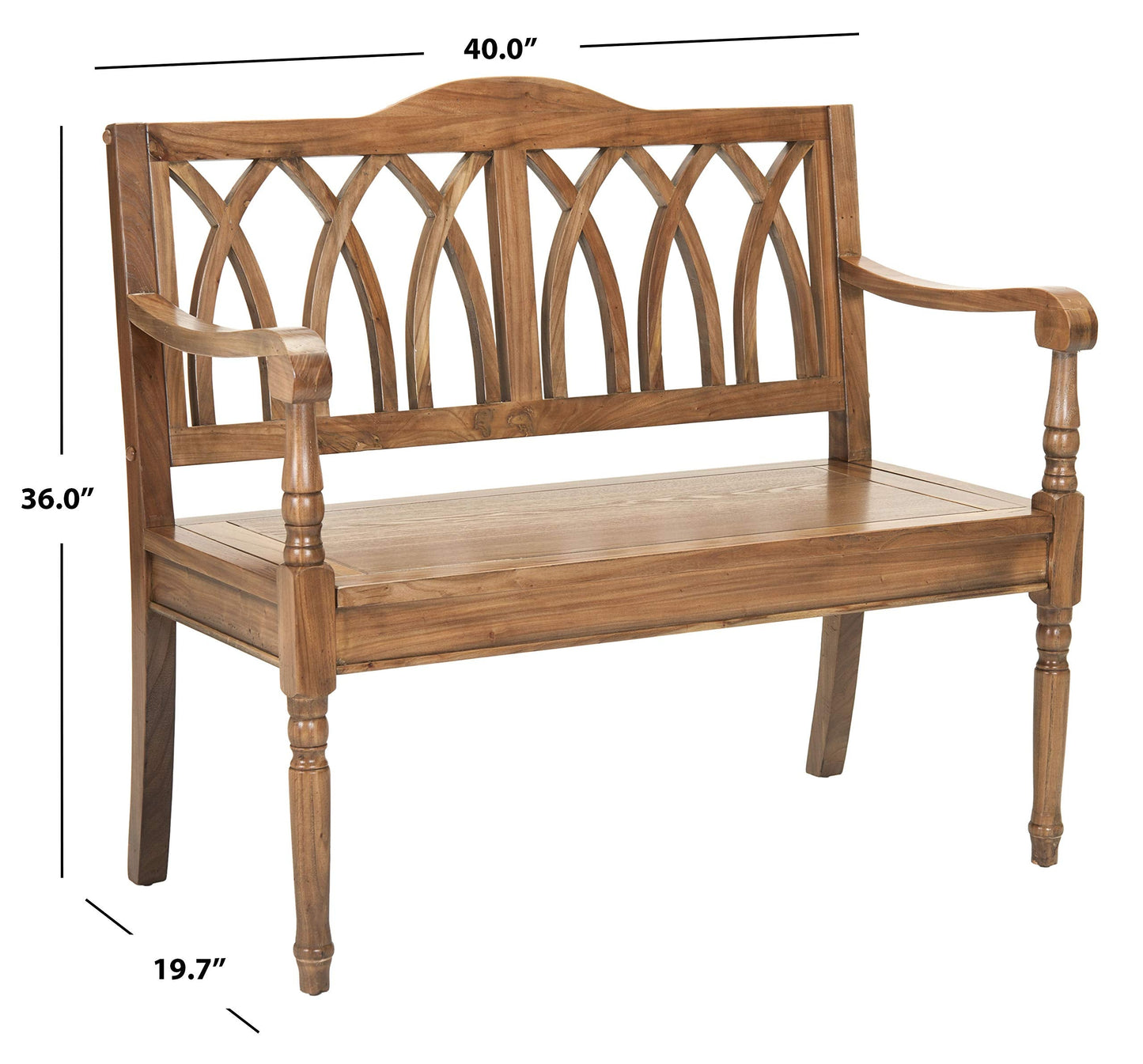 SAFAVIEH Home Collection – Benjamin Oak Brown Solid Wood Accent Bench, Indoor Bench for Entryway, Bedroom or Living Room (AMH6500E)