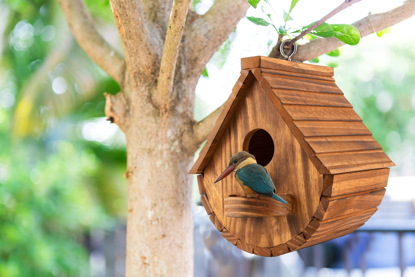 Set of 2 COLEBA Bird Houses for Outside,Outdoor Bird House Bird Families Bluebird Finch Cardinals Hanging Birdhouse for Garden