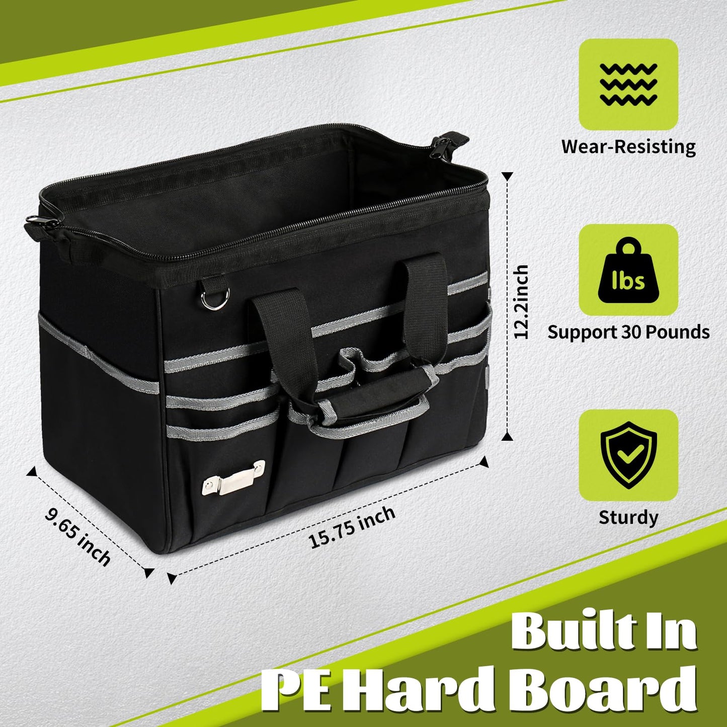 LuxDuo Heavy Duty Tool Bag,16.5 Inch Tool Bags for Men with 29 Pockets Portable Empty Tool Box Organizer,Waterproof Heavy Duty Tool Bag with Soft Handle Large Zipper,Father Day Gifts for Him Dad Men