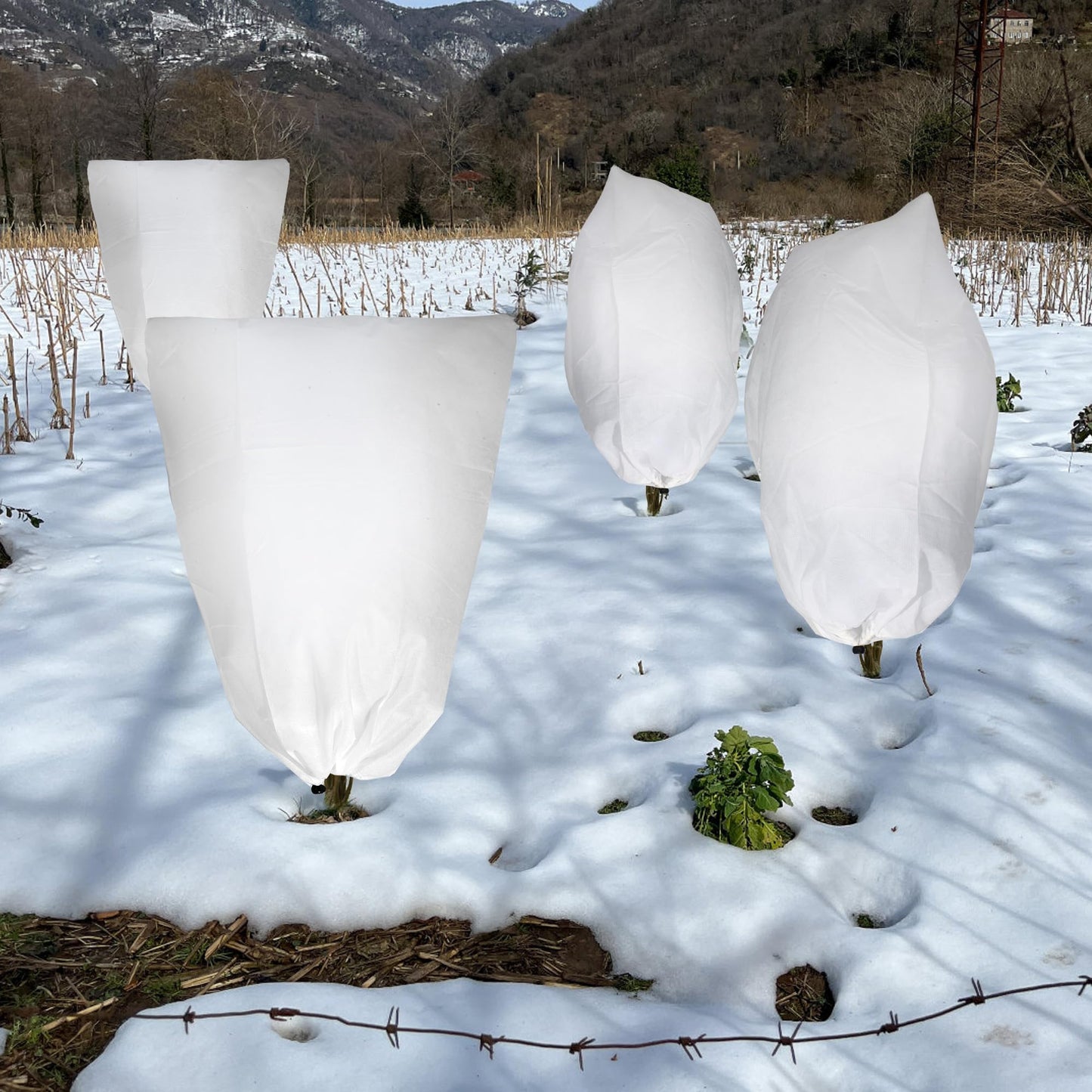 LYDTICK 8 Pack Plant Covers Freeze Protection for Winter, 47.2"×31.5" Frost Cloths for Outdoor Plants Cold Weather Blankets with Drawstrings