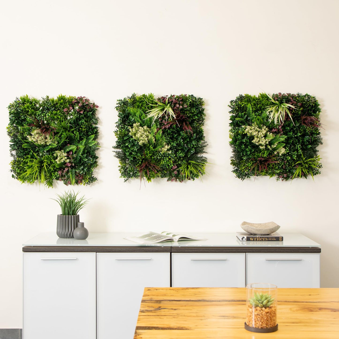 Nearly Natural Corfu Island Artificial Living Wall Panels, UV Resistant, 20x20 Inch, Indoor/Outdoor Greenery Panels, Easy Install Interlocking Design, Set of 3