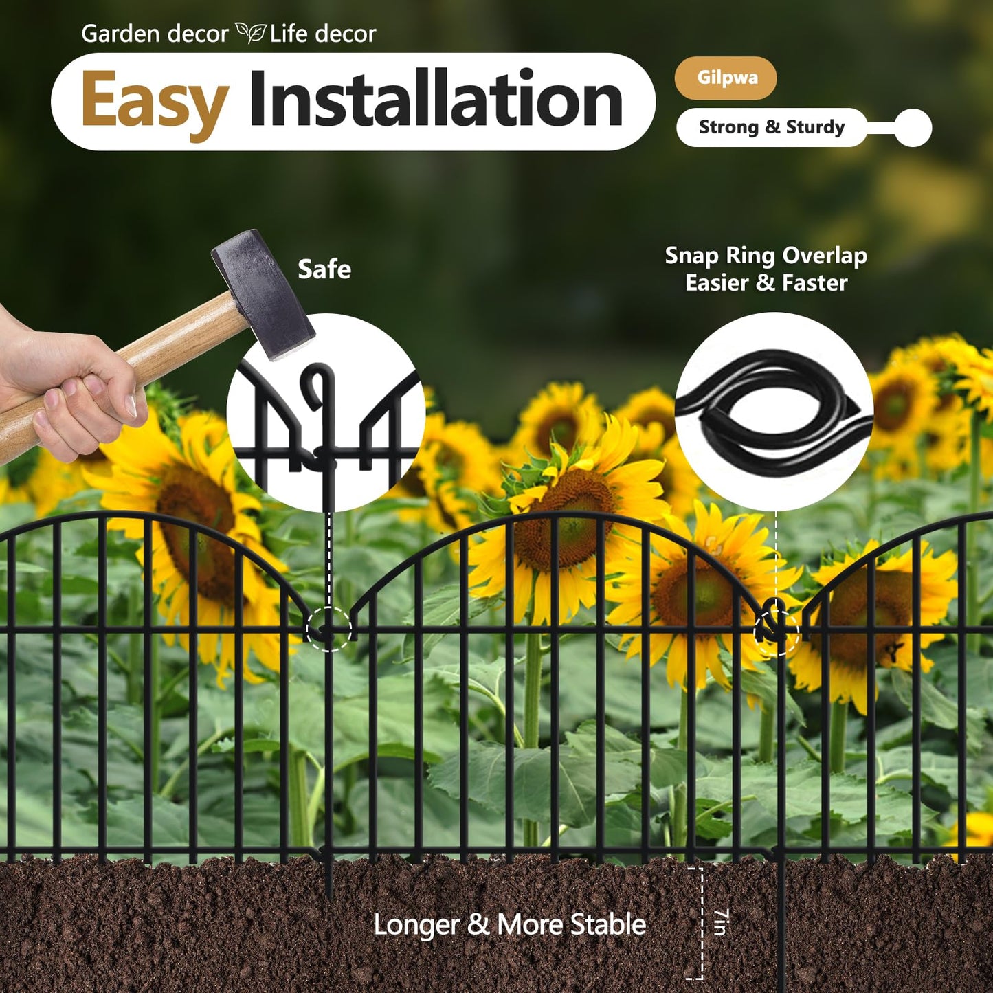 32 Panels Garden Fence, 45ft x 20in Animal Barrier Fences for Rabbits Dogs, Rustproof Metal Gardens Border Fencing, Arched Decorative Flower Bed Edging Barriers for Outdoor Yard Patio