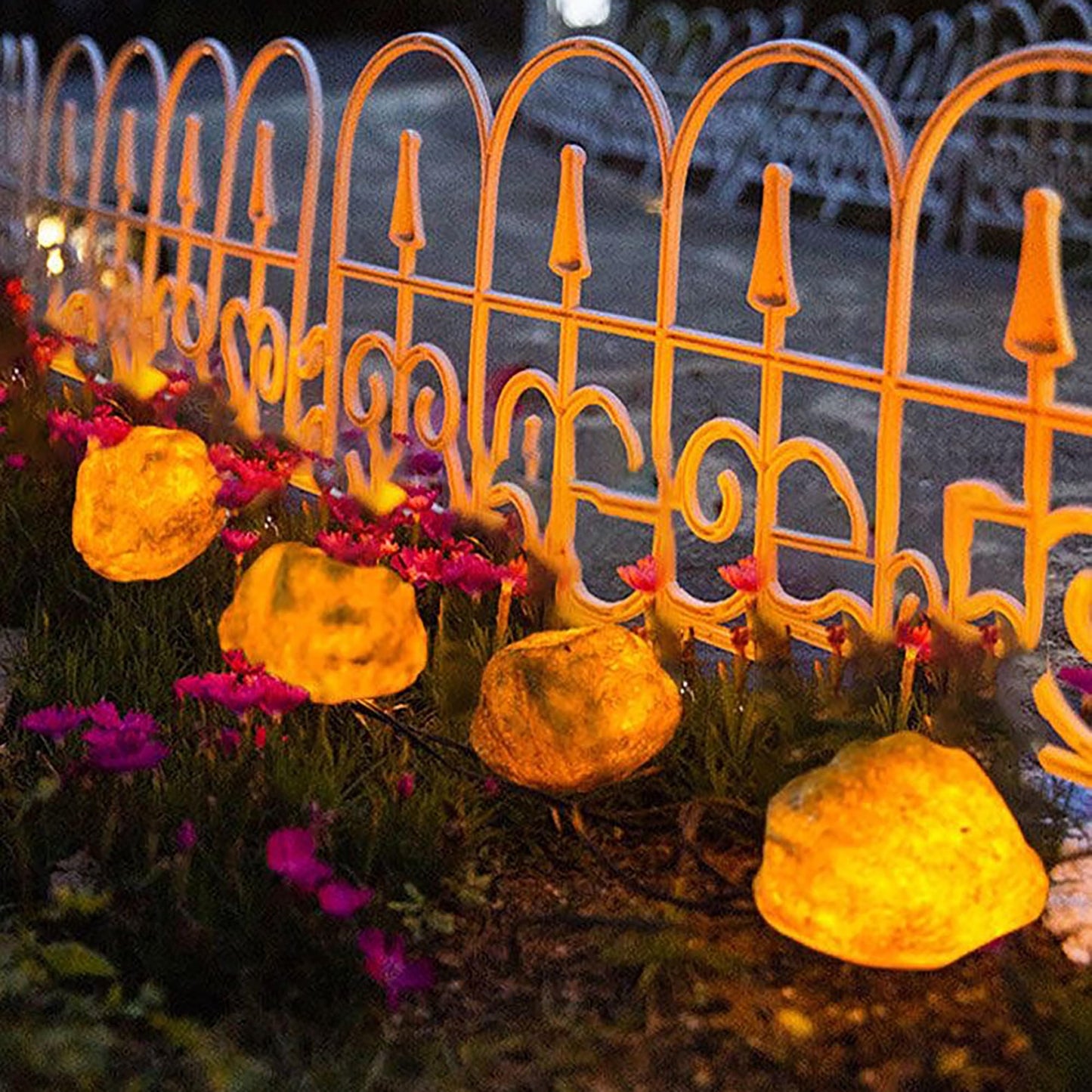 LIYAOLI Solar Rock Lights 4-Pack | Auto-Dimming & 8H Runtime | IP44 Waterproof Landscape Lighting for Garden/Pathway/Lawn Outdoor Decorative (Natural Stone Texture)