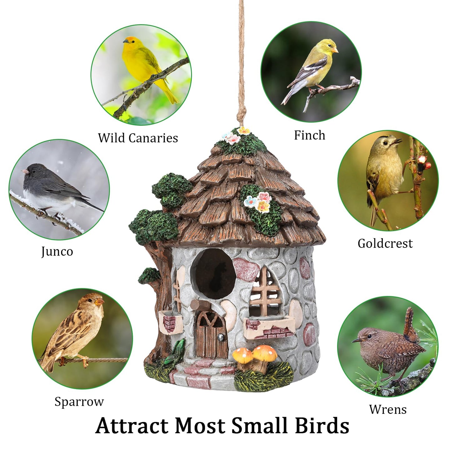 Yinns Resin Bird House for Outside, Birdhouses for Outdoors Wild Bird Nesting, Decorative Stone Bird Houses for Yard Garden Decor, Water Proof
