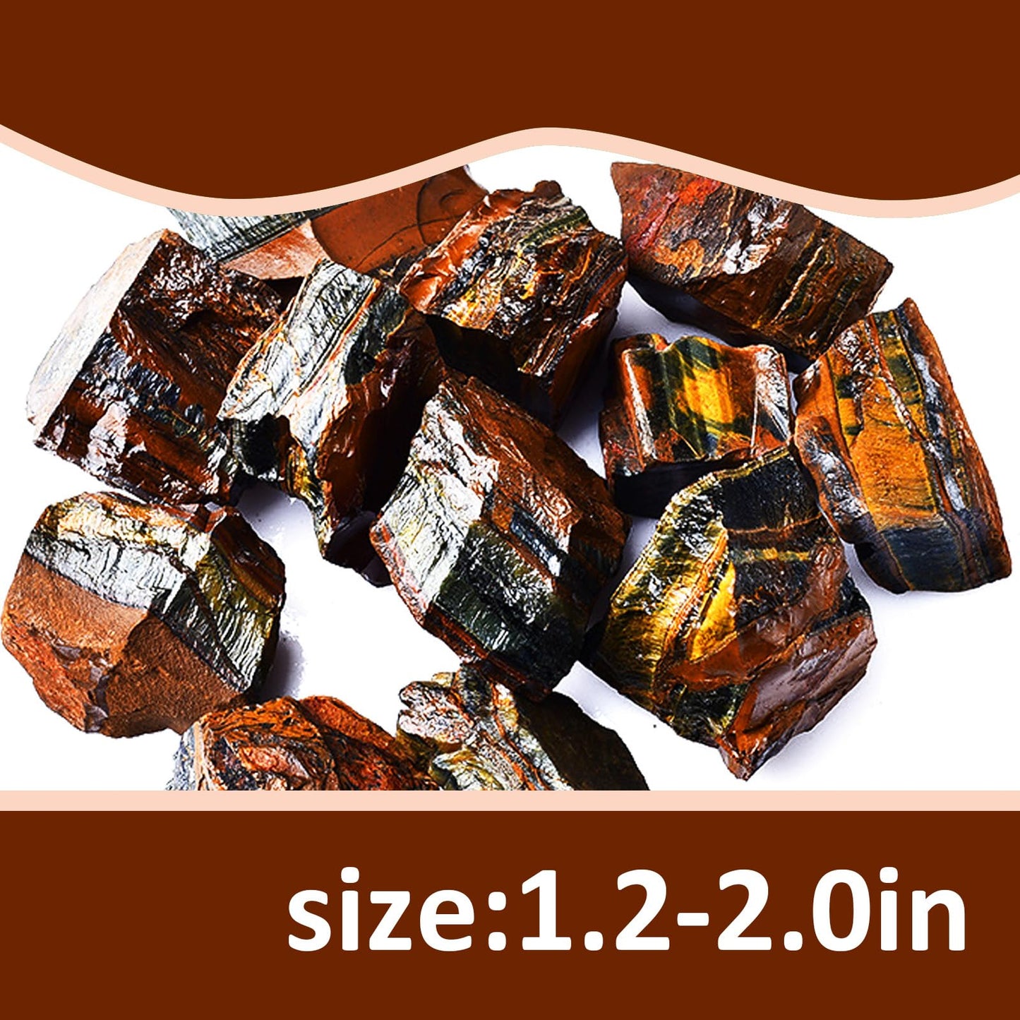 Raw Crystals, Large 1.2-2.0" Healing Crystal Natural Rough Stones for Intuition,Chakra,Meditation,Decoration,Polishing,Energy Work (Tiger's Eye, 3.5oz-1.2-2.0"raw Crystals)