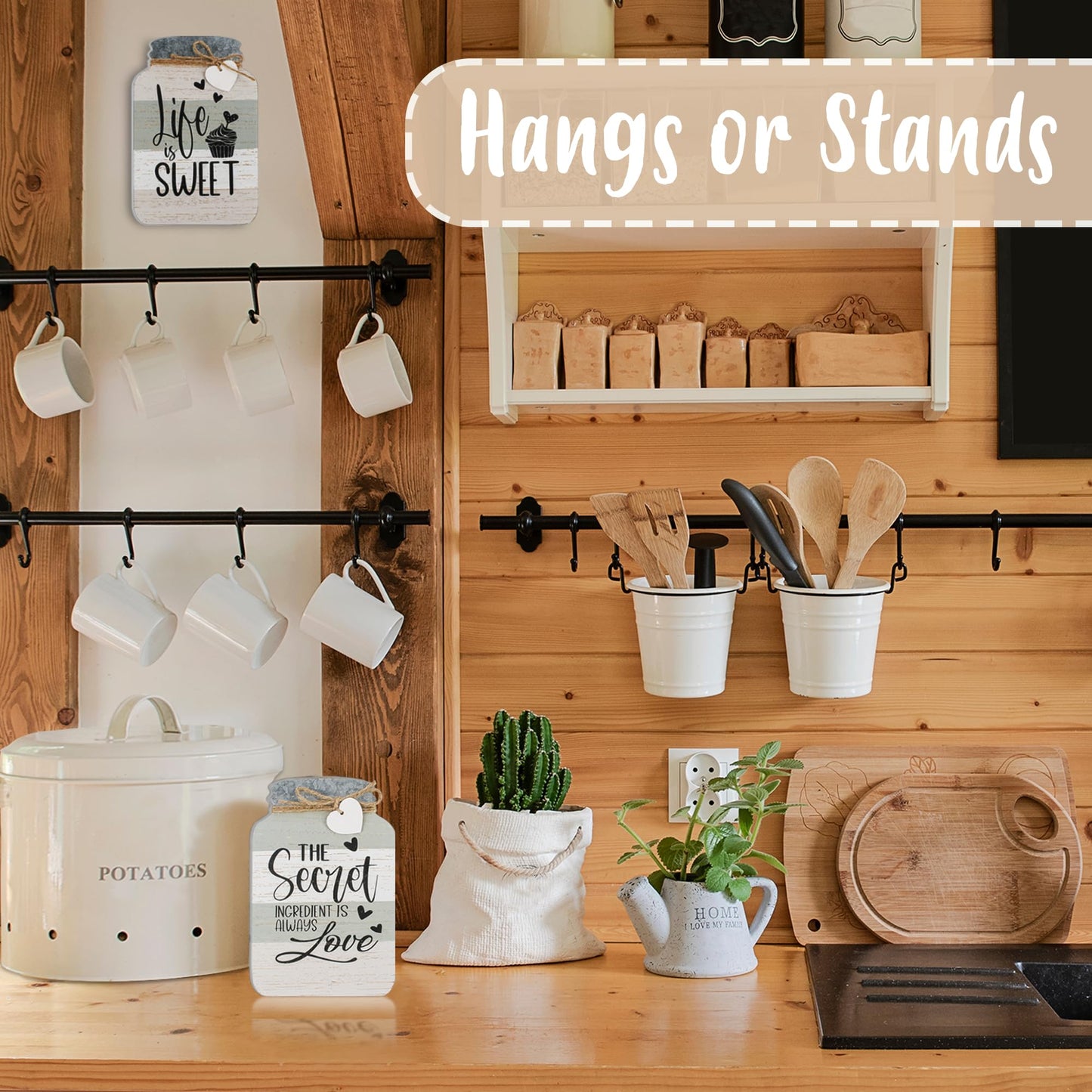 Old Shack Collection – Kitchen Wall Decor Set of 4 – Durable Kitchen Wall Art – Refined Kitchen Decor to Elevate Your Home, Crafted for Lasting Style, Each sign: 8×5 in