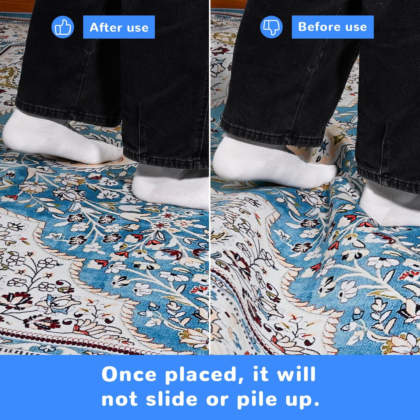 Non Slip Rug Pad Gripper 4x6 FT for Hardwood Floors, Eco-Friendly Anti Skid Mat Under Area Rugs, Keeps Rugs Safe and Flat, Odorless Cushioned Pad for Floor Protection, Easy to Trim Multi-Use Mat