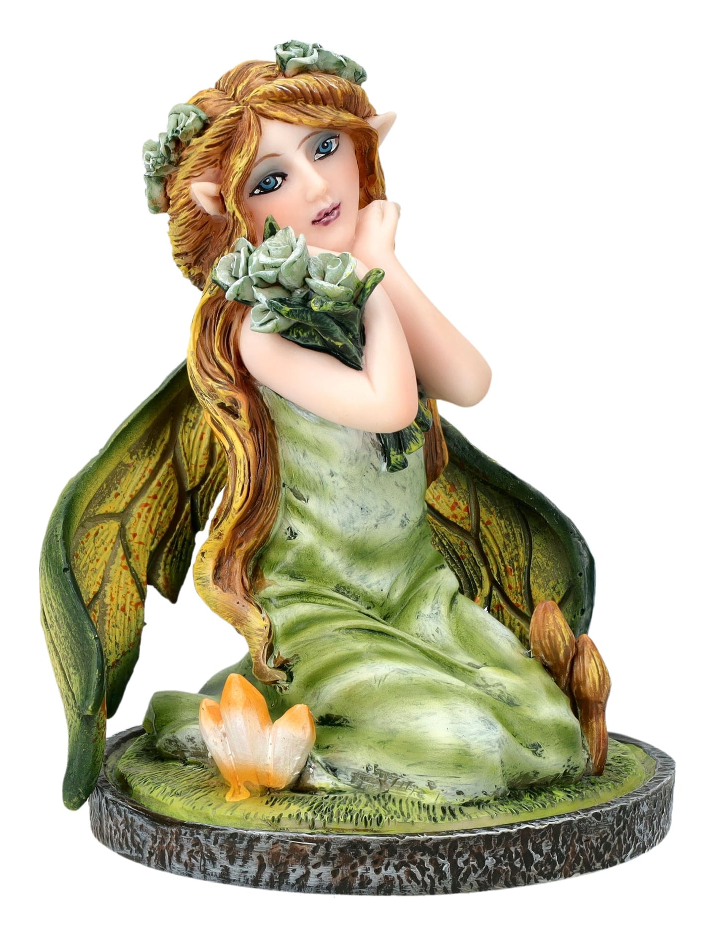 Pacific Giftware 3" Nature Fairy Figurine with Floral Accents and Leaf Wings Small Fairy Statue Perfect for Tabletop Home and Garden Decor