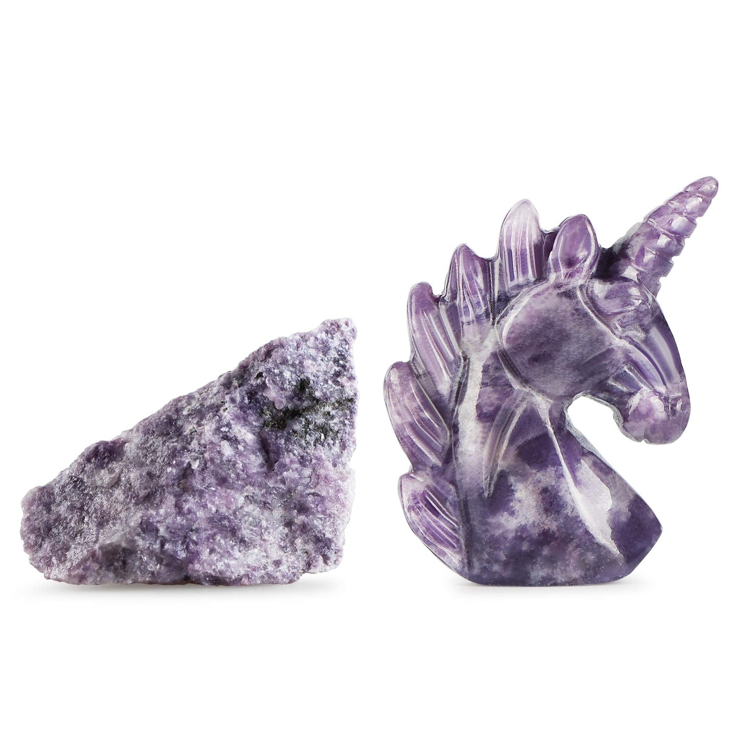 Artistone 3" Purple Lepidolite Crystal Unicorn Figurines Hand Carved Healing Fancy Gem Unicorn Carving Stone Statue Animal Collectibles Paperweight for Home,Office Decor