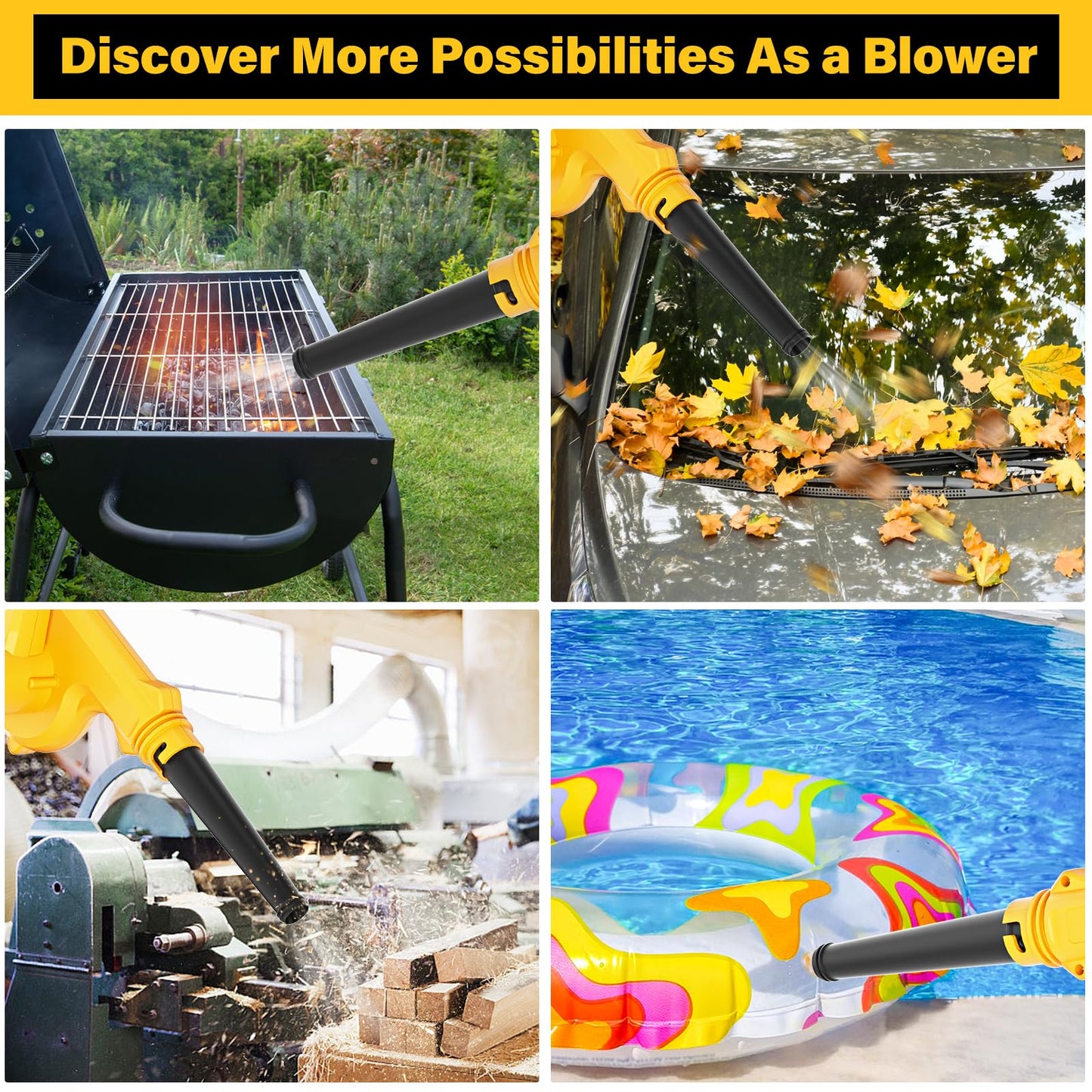 Dinftin Electric Diatomaceous Earth Duster Compatible for DeWalt 20V Battery(Battery Not Included), Garden Dust Applicator with 1L Capacity and 7.5" Nozzle, Versatile Leaf Blower & Powder Sprayer