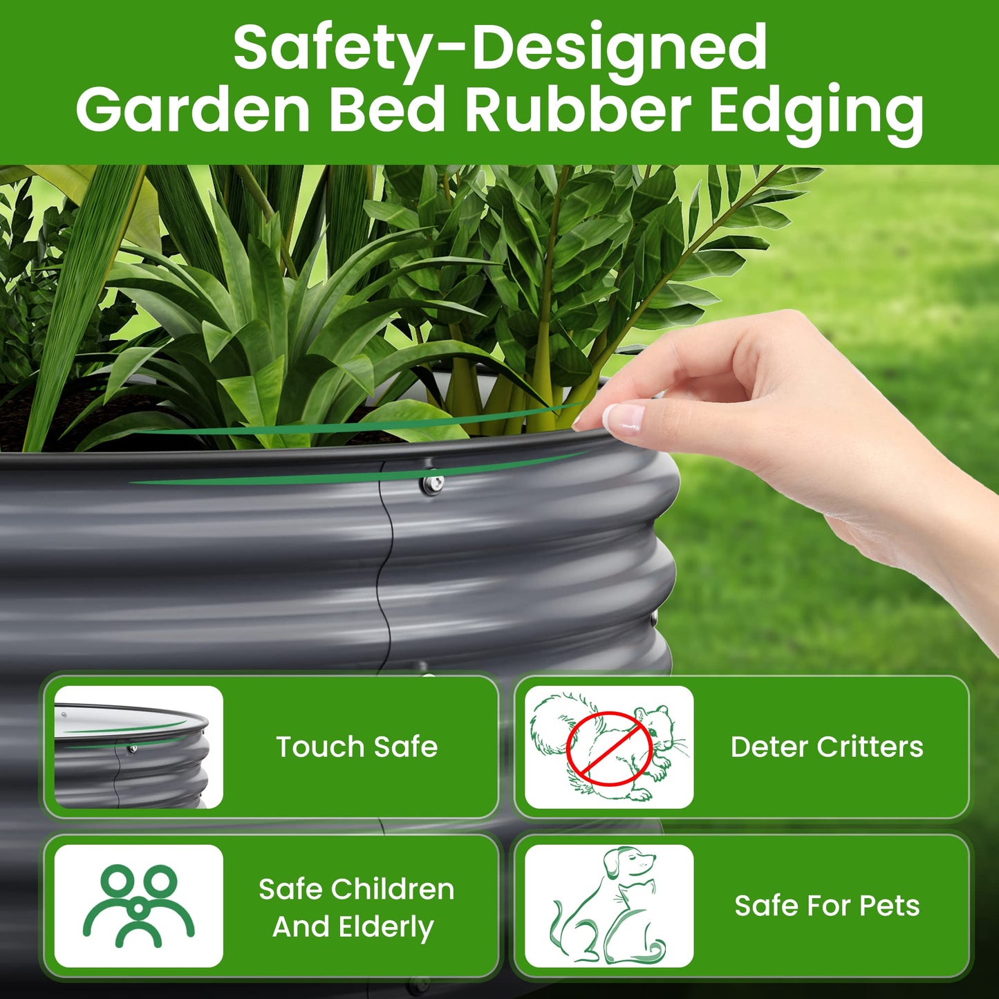Nossta Round Raised Garden Beds, 42''x42''x17''Outdoor Galvanized Garden Planter Box for Vegetable Fruits Flower Herb (Deep Grey)