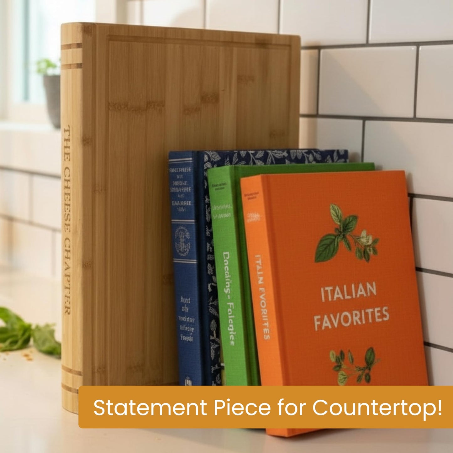 The Cheese Chapter | 100% Bamboo | Book-Inspired Charcuterie & Cheese Board | Hidden Slide-Out Drawer with Utensils & Plates | Statement Kitchen Display Piece