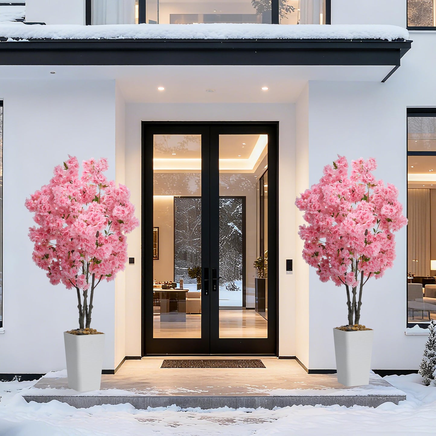 Artificial Cherry Blossom Tree 5FT Tall Pink Fake Sakura Flowers Tree, Fake Plants Indoor Decor for Spring Living Room Home House Entryway Bedroom Office Inside Wedding Party Valentine's Day