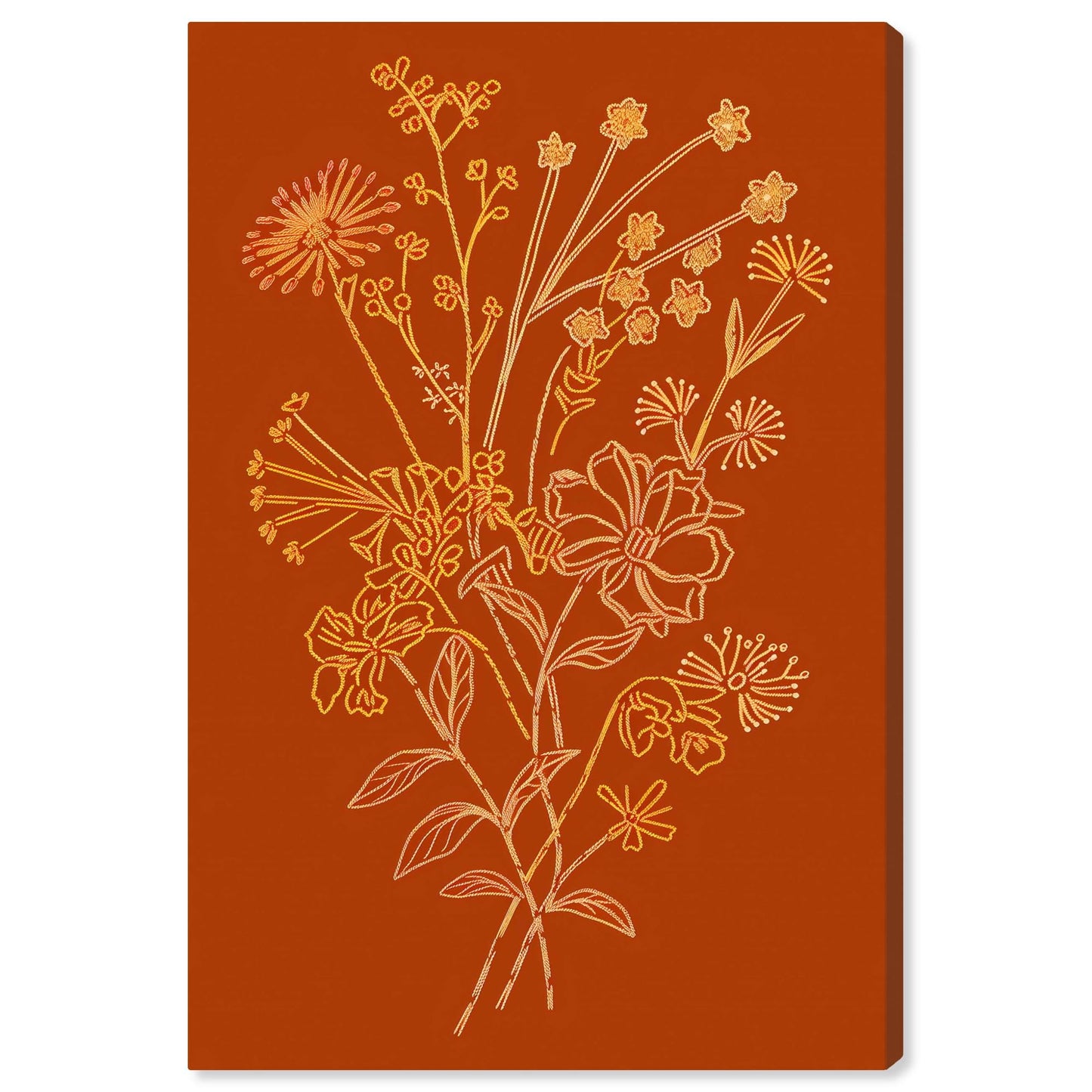 Art Remedy Golden Bouquet Embroidery Canvas Classic Cottage Art, Gallery Wrapped, 30" x 45"