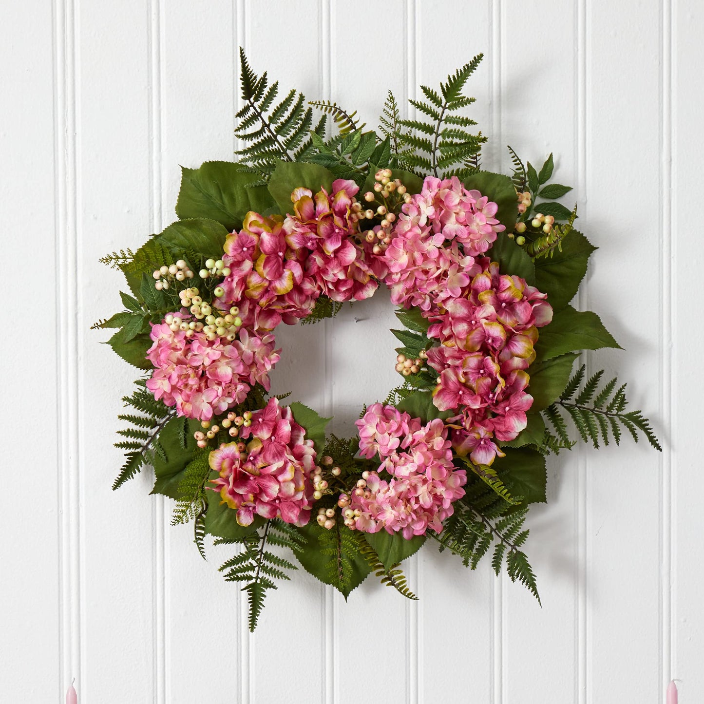Nearly Natural 24in. Artificial Hydrangea Berry Wreath