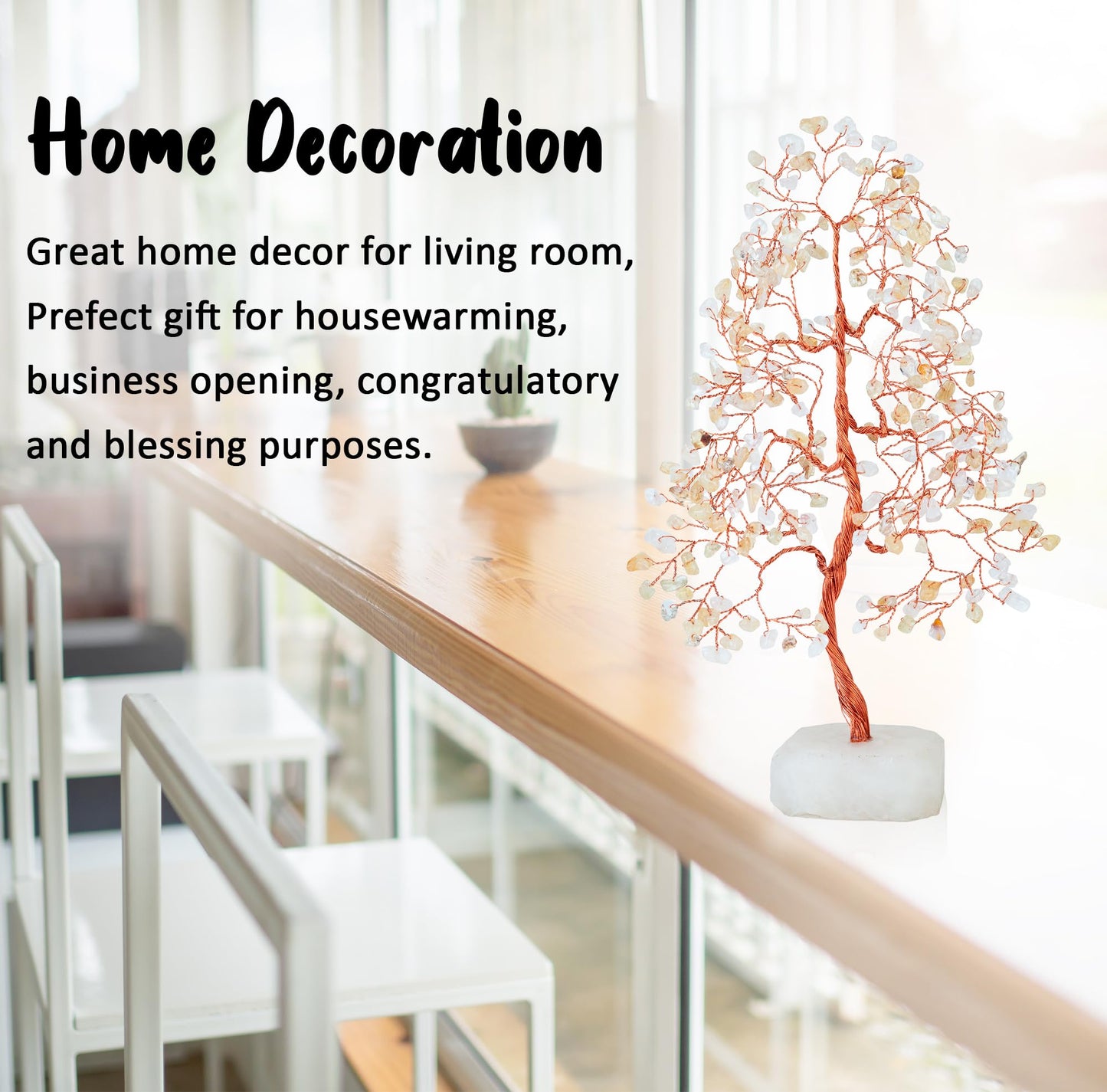 Crocon® Citrine Crystals Tree of Life Quartz Base, Birthday Gifts for Women, Men Home & Office Decor Money Tree Healing Crystals Womens Gifts Ideas House Warming Gift Sister Unique Decoration Present
