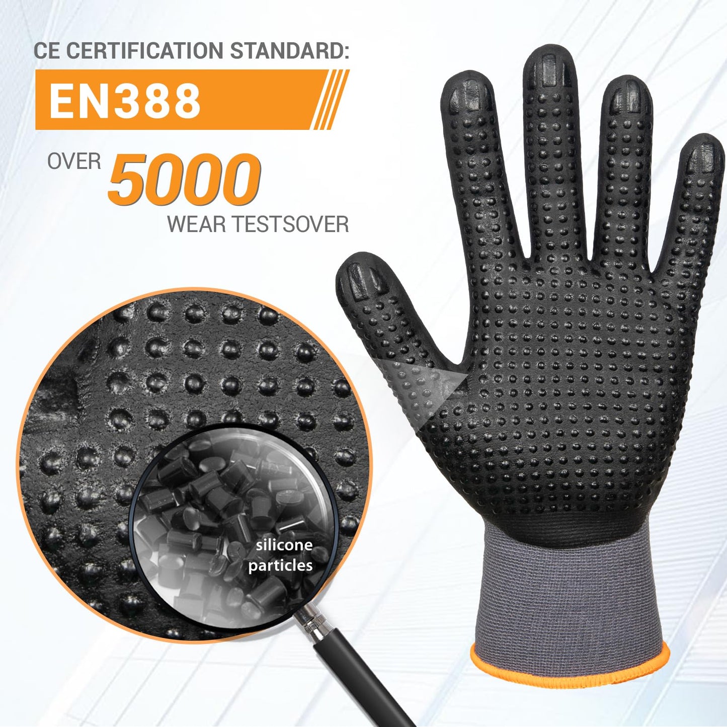 MSNCO Safety Work Gloves 6/12 Pairs Micro Foam Nitrile Coated Endurance Seamless Knit Nylon ，Wear-resistant mechanical gloves with raised dots L Bump