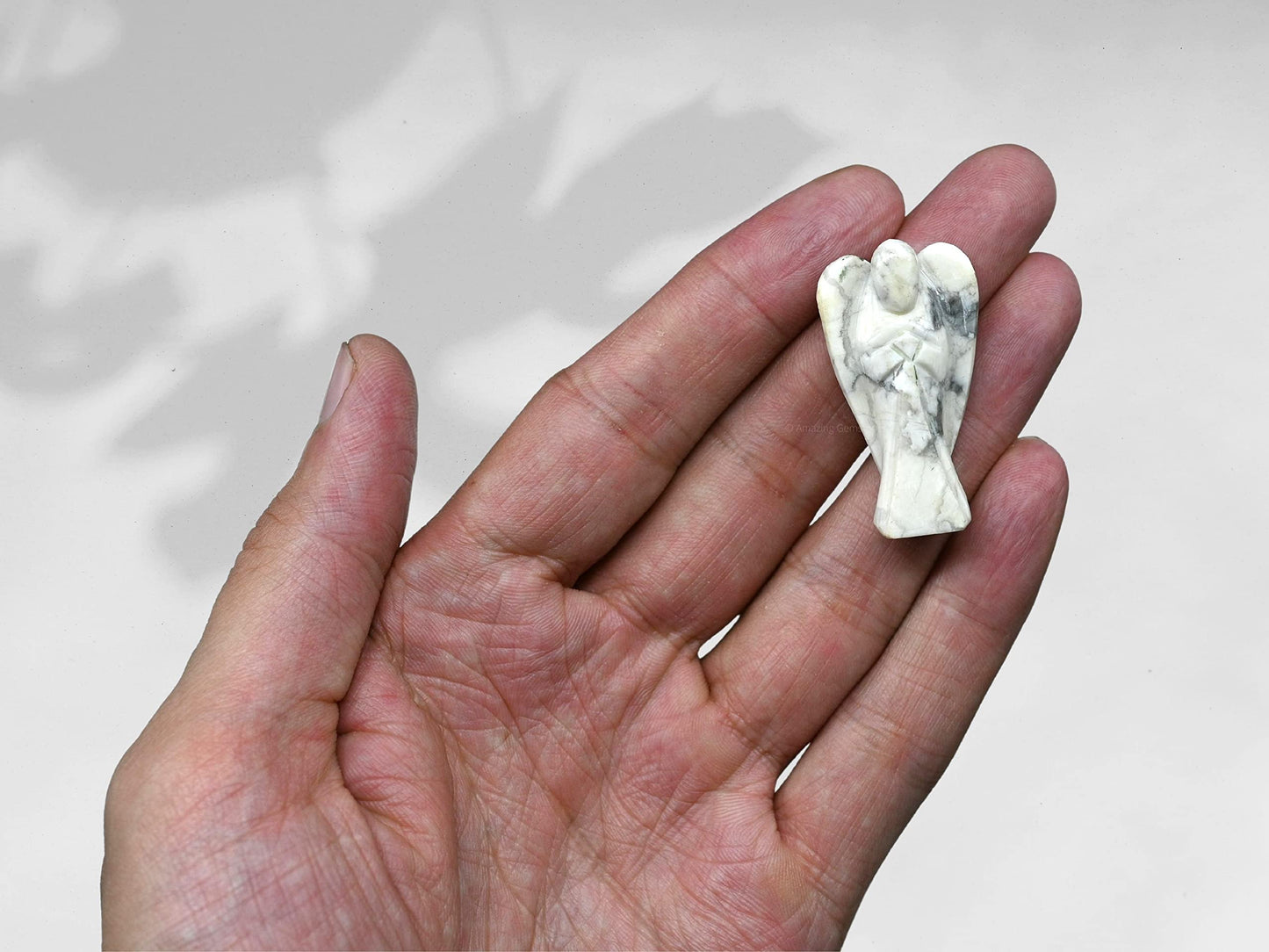 Amazing Gemstone Howlite Angel - Howlite Crystal Angel and Pocket Guardian Angel Crystal Figurines (1.5 inches)