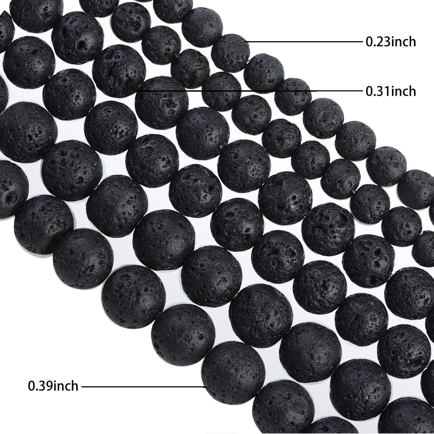 Filluck Natural Stone Beads 8mm Black Lava Polished Round Smooth Gemstone Beads for Jewelry Making 15 Inch(Black Lava,8mm)