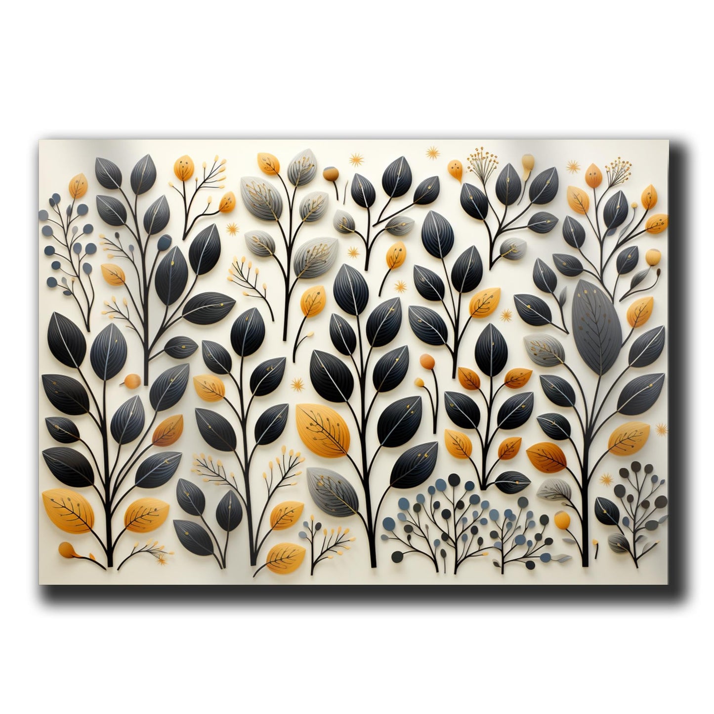 Scandinavian Folk Art, Black and Beige Abstract Botanical Wall Art for Scandinavian Home Decor, Decor poster, Home Decor