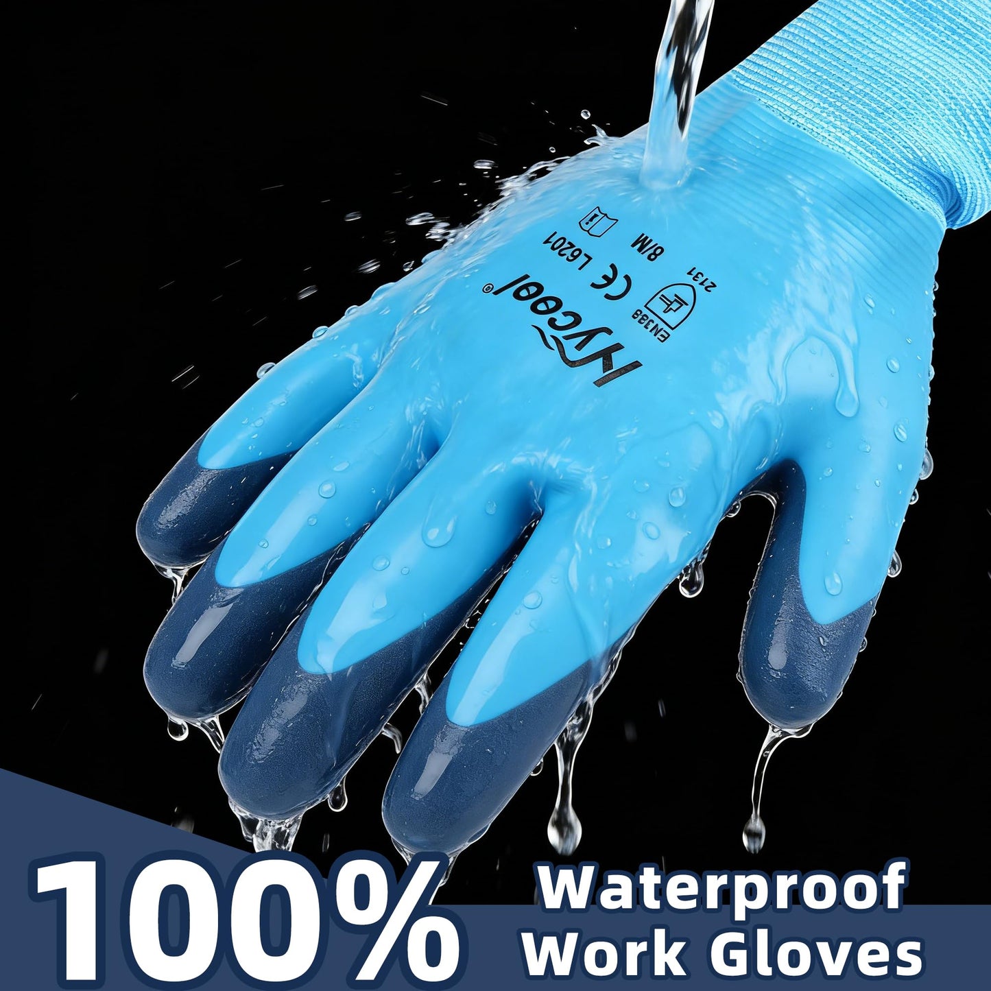 DS Safety Waterproof Work Gloves Hycool Grip Working Gloves 1 Pair(S,Blue)