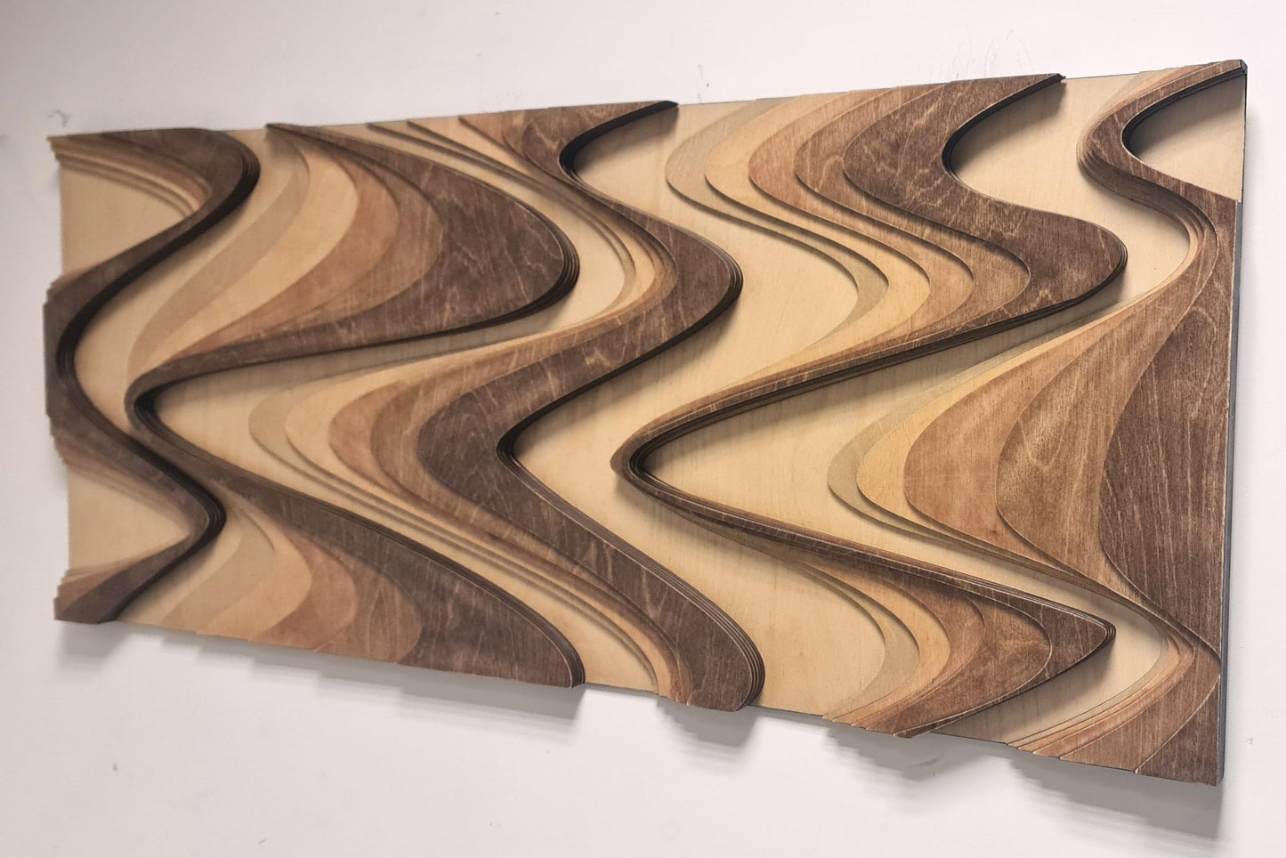 NEODECO Flow - Abstract Layered Wooden Wall Art (Forma, Wood Tones, Medium)