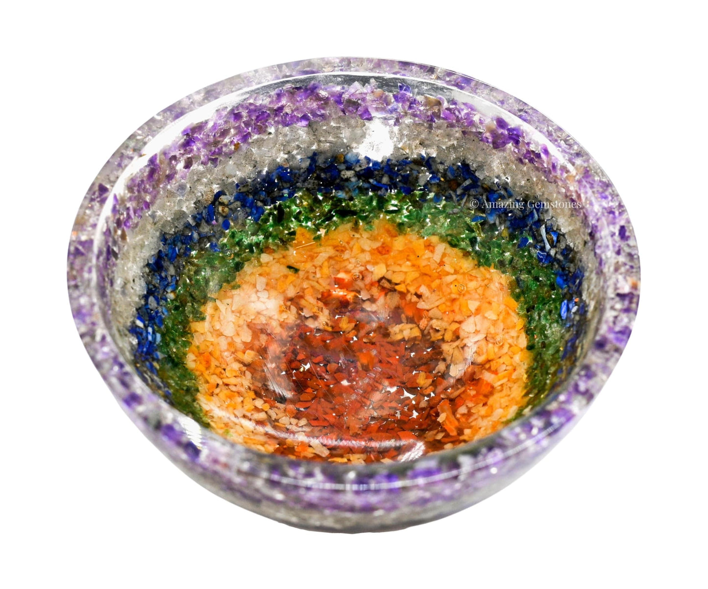 Amazing Gemstone Chakra Orgonite Orgone Crystal Gemstone Bowl - 3" Orgonite Chakra Crystal Bowl for Meditation, Crystals and Healing Stones Gift and Protection