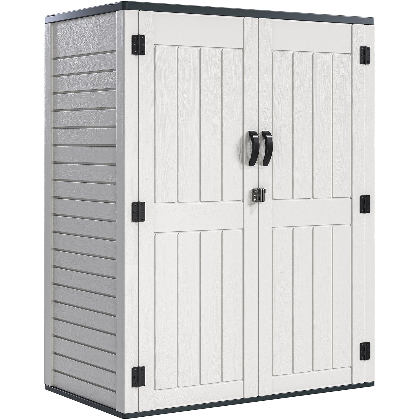 YITAHOME 59 Cuft Outdoor Tall Storage Shed, Waterproof Vertical Resin Shed for Garden, Garage, Patio, Lockable Tool Storage, No Shelves Included, Light Gray