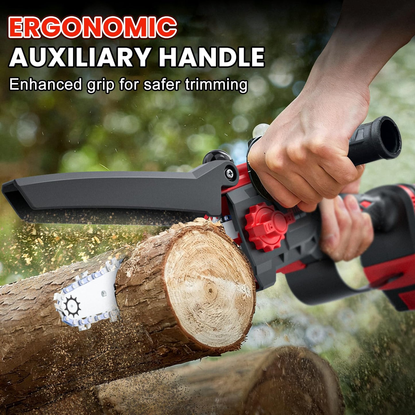 Upgraded 2-in-1 Cordless Pole Saw & 8 Inch Mini Chainsaw, Battery Powered Tree Trimmer with 6.6ft(2m) Extension Pole, 21V 4.0Ah x2 Batteries, Electric Chainsaw for Branch, Limb & Wood Cutting