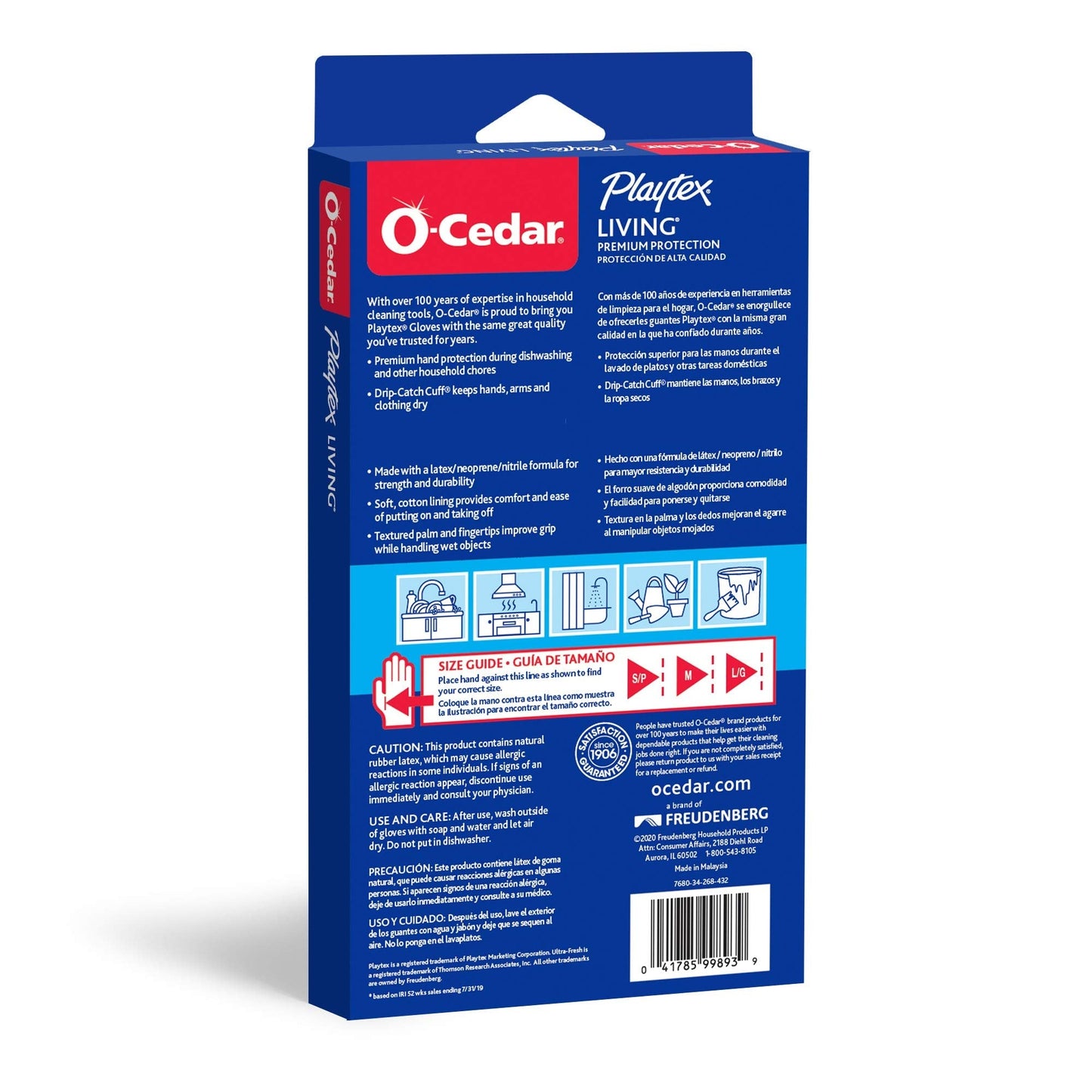 O-Cedar Playtex Gloves Living Reuseable Rubber Cleaning Gloves, Premium Protection, Size - Medium (1 Pair) - 4 Pack