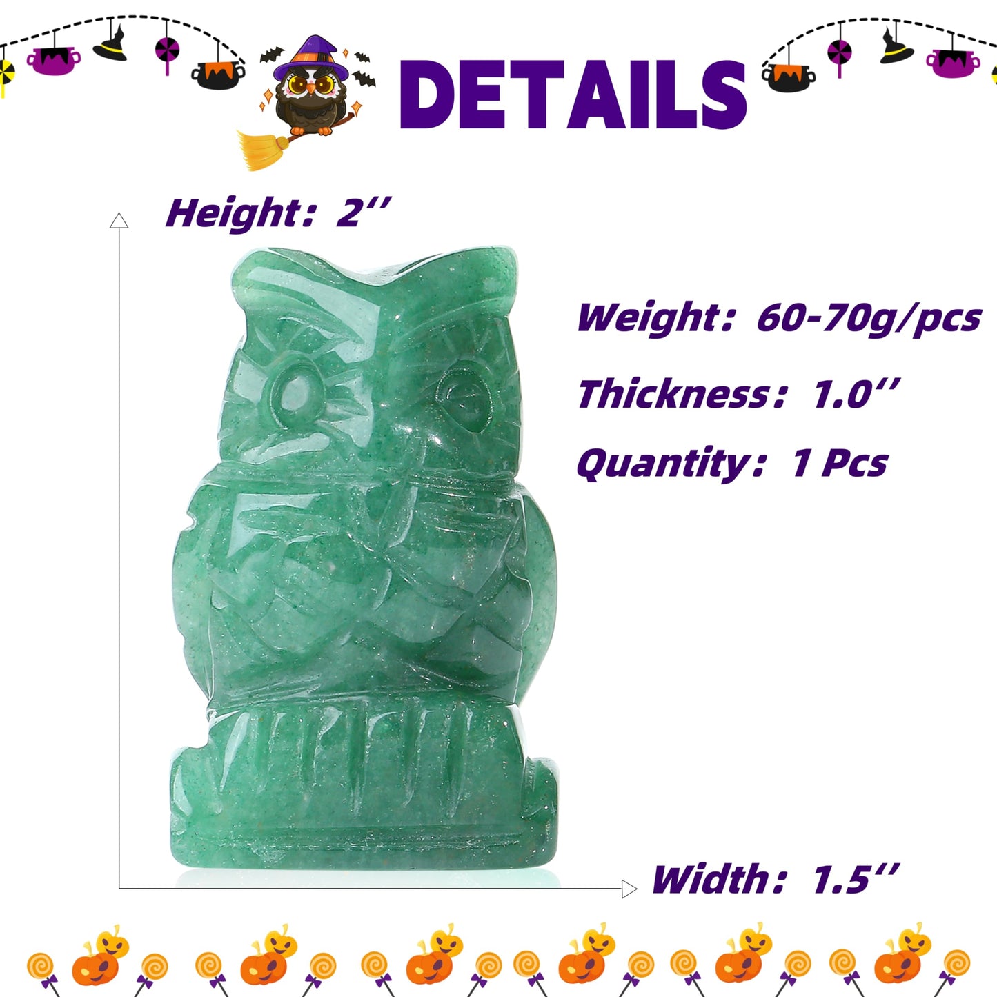 YATOJUZI 2" Owl Decors Natural Crystals Stones Cute Decor Polished Hand-Carved Sculpture Statue Figurines Gemstone Home Office Desk Decoration Reiki Energy Gifts
