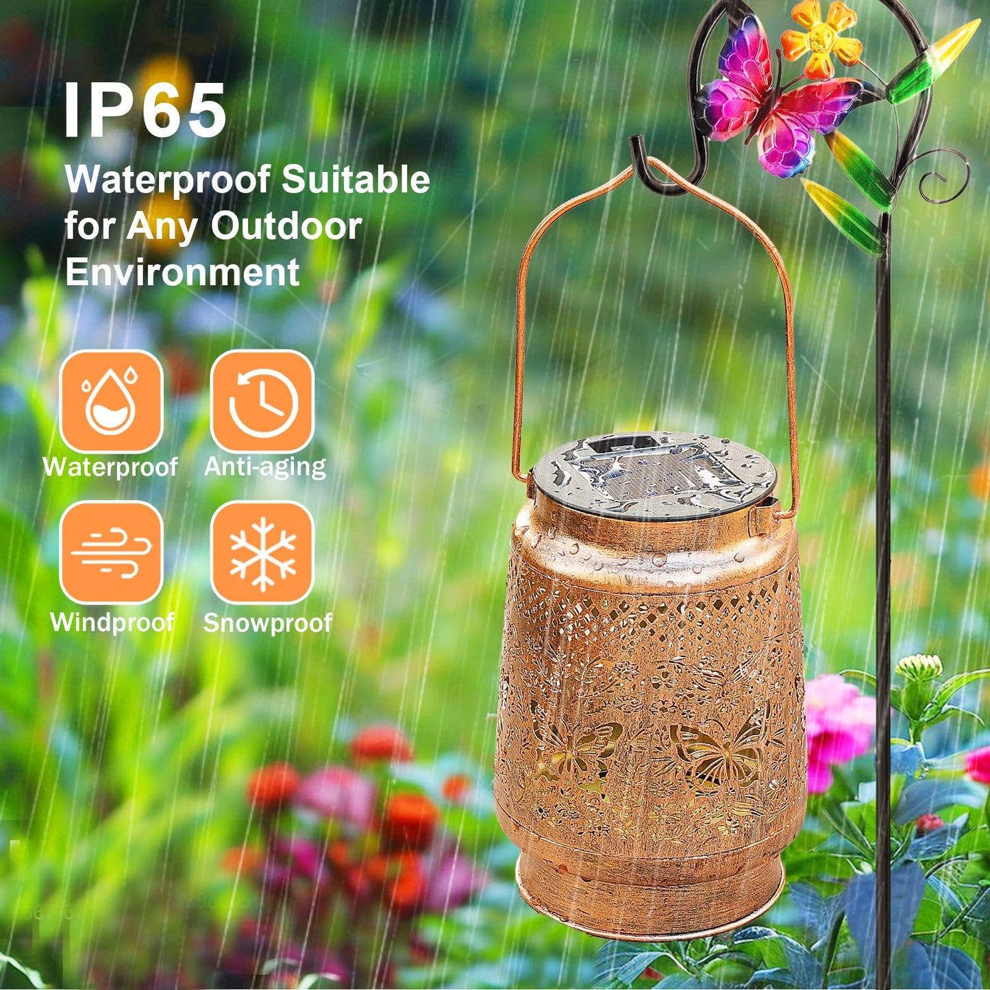 Butterfly Solar Lanterns Outdoor with Shepherd Hook, Birthday Gift Mothers Day Gift for Women Mom Grandma Wife Daughter, Waterproof LED Hanging Lights, Decor for Yard Garden Patio Porch Lawn Tabletop