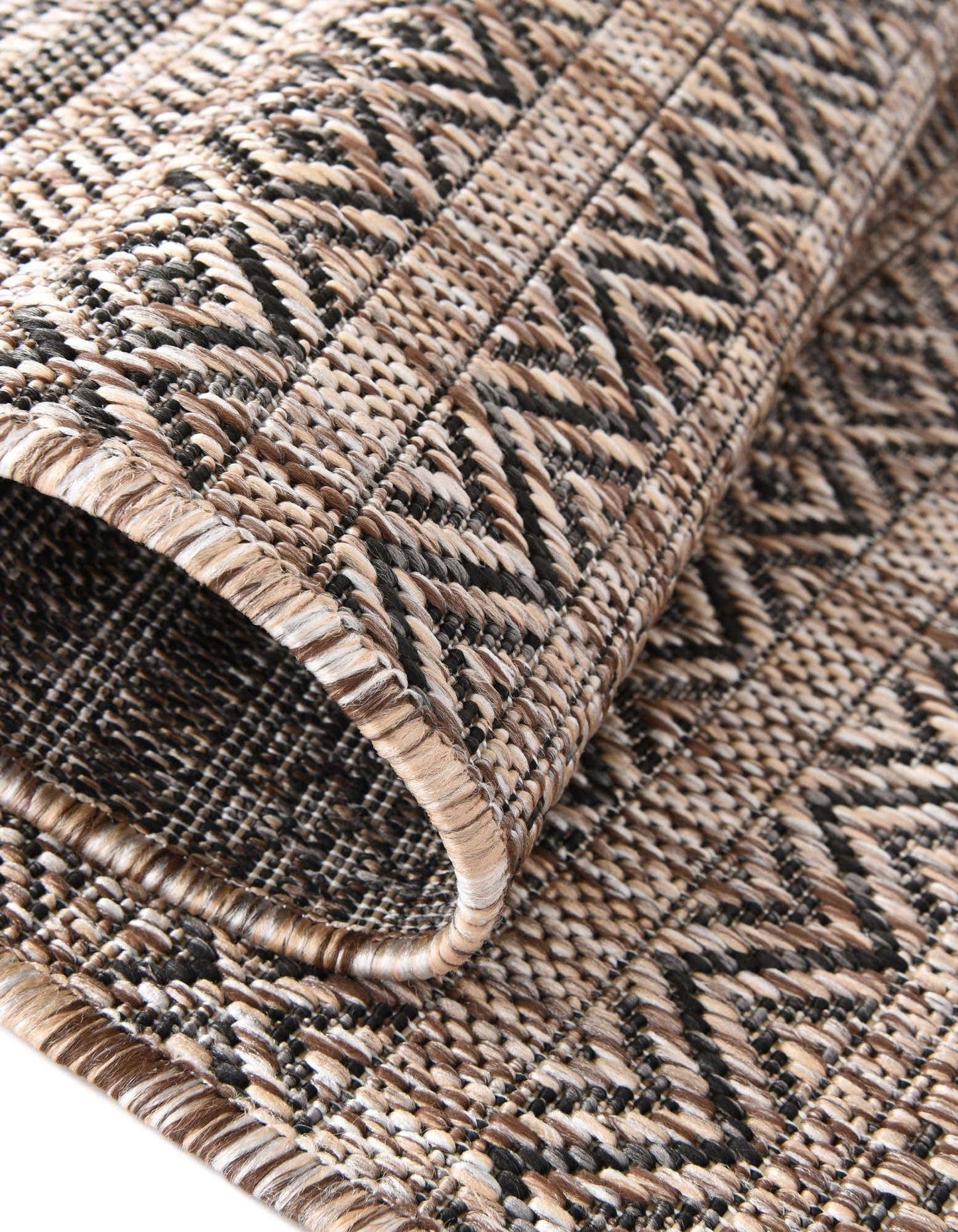 Unique Loom Outdoor Striped Collection Area Rug - Maia (6' 1" x 9' Rectangle, Natural/Black)