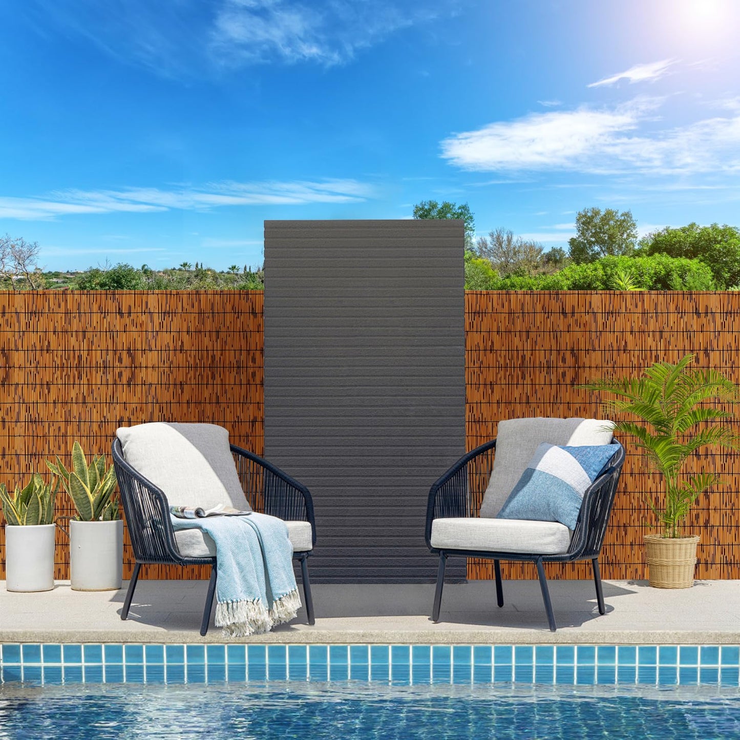 KOIUEYW Reed Fencing Rolls, Decorative Bamboo Fencing 4ft High Roll Reed Screen, Bamboo Curtains for Balcony Patio Garden Backyard Outdoor (Light Russet)