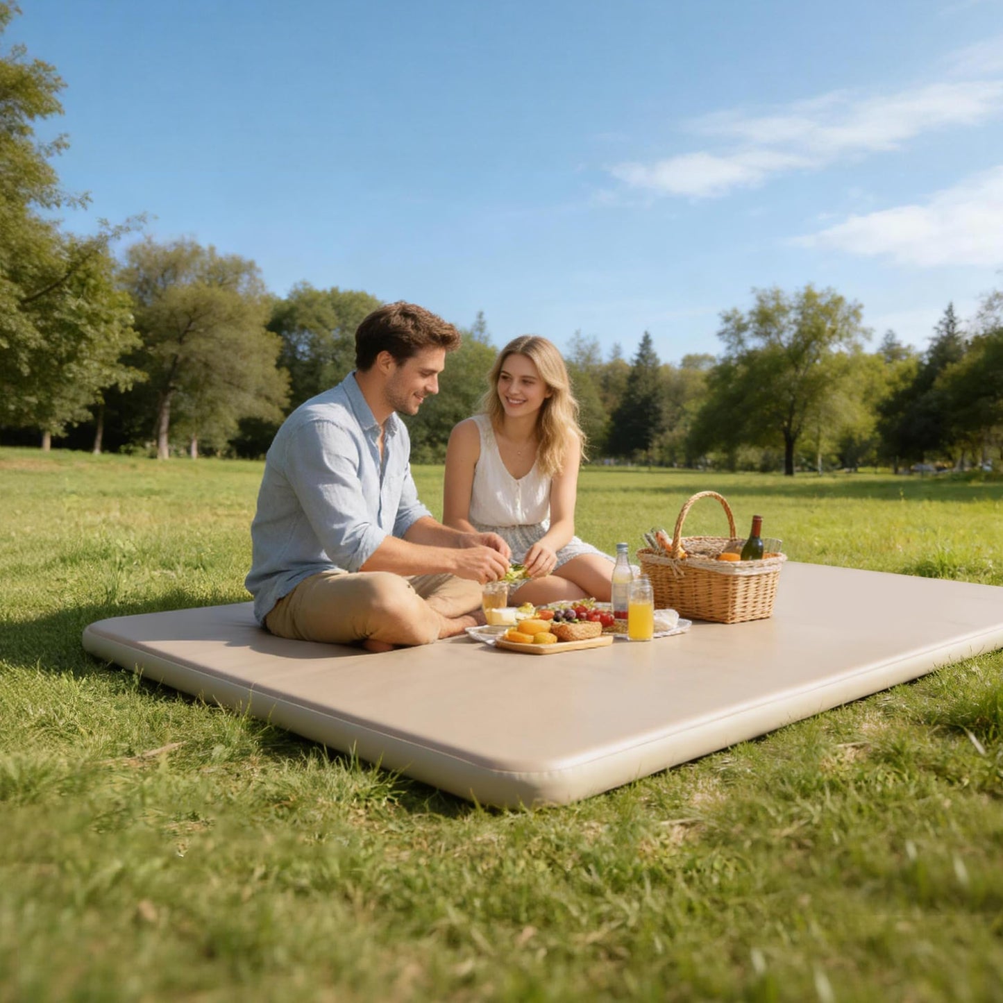 TOBTOS High-Support Full Size Camping Air Mattress, 3" Thick No Sagging Inflatable Mattress with Manual Pump, Double Sleeping Pad for Camping, Home, Hiking
