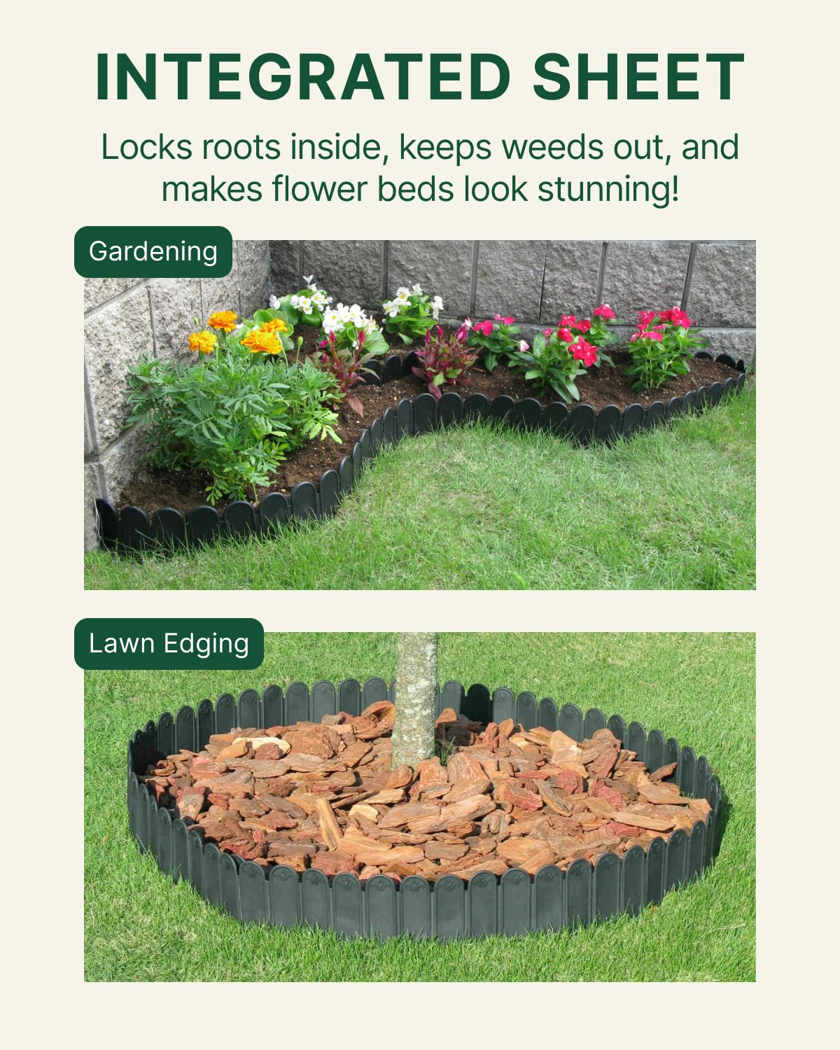 DAIM FlexWall Edge Landscape Edging, Fancy Garden Edging for Landscaping, Sturdy Garden Fencing & Landscape Border that Retain Soil & Stop Weeds, for Landscaping & Fencing Project, Black, 6" x 16.5 ft