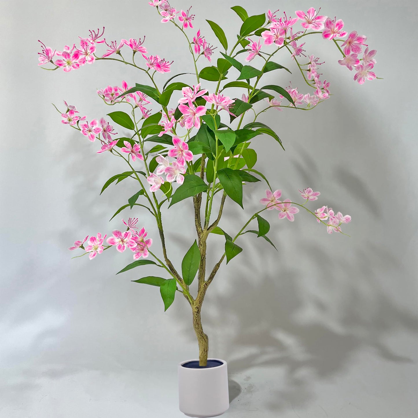 Niwellveb 4FT Artificial Jasmine Tree No Assembly Required - Realistic Silk Fake Plant for Home Office Decor, No Maintenance Indoor Faux Tree with Adjustable Branches