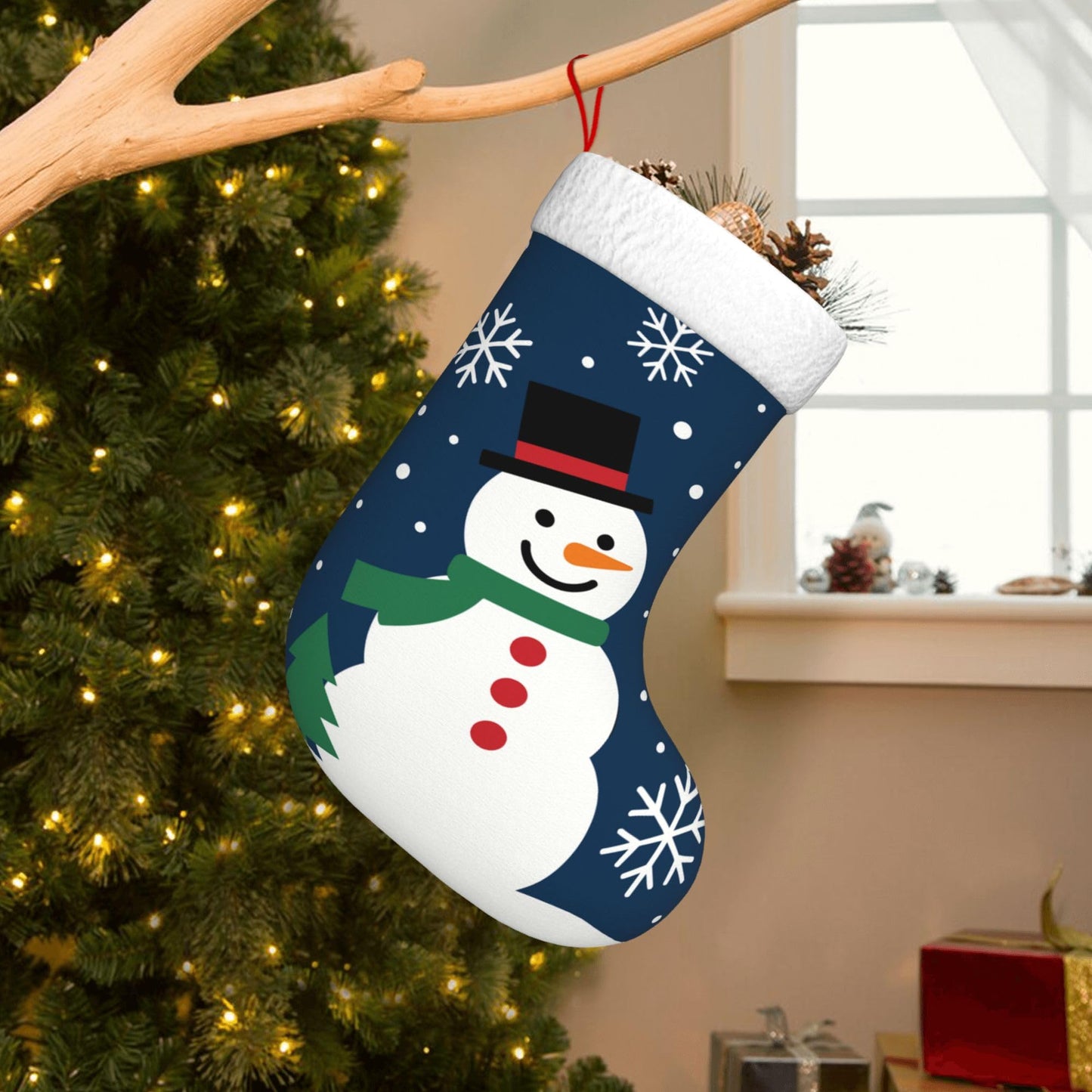 XJHBHJ Personalized Christmas Stockings Custom Name Christmas Winter Joy Snowman Snowflakes Stocking 18" Xmas Stockings for Family Christmas Ornaments