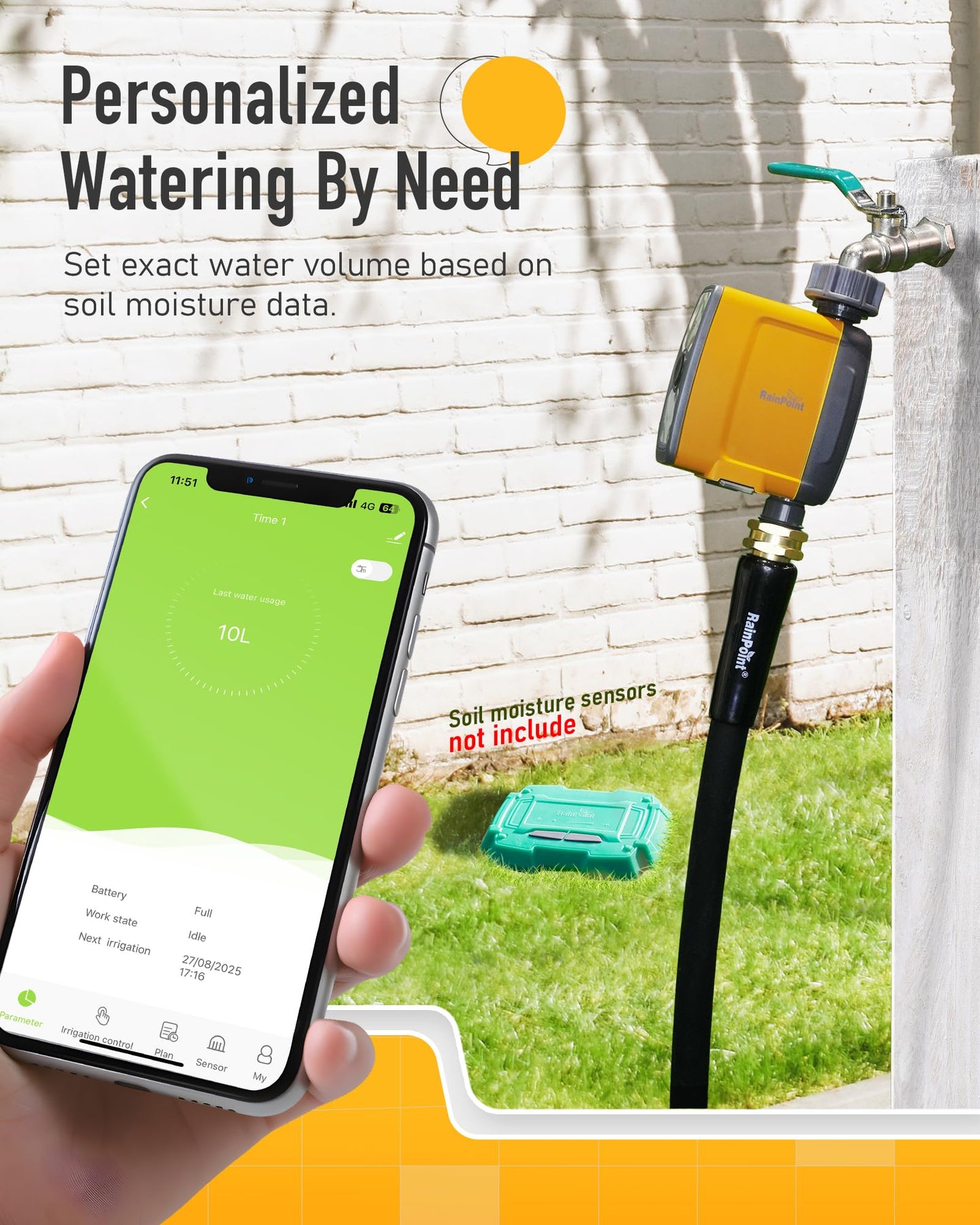 RAINPOINT WiFi Water Timer, Smart Hose Timer for Garden Hose with App & Voice Control, Automatic Irrigation System Based on Weather for Lawn Yard Garden