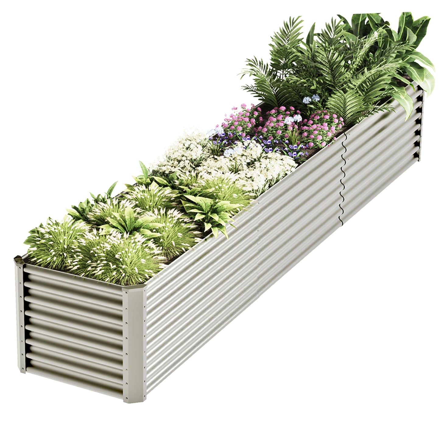 Kinddeer 12x2x2ft Raised Garden Beds Outdoor Kit, Galvanized Planter Garden Boxes Outdoor, Metal Raised Garden Beds for Vegetables,Fruits,Herb,Flower,Silver