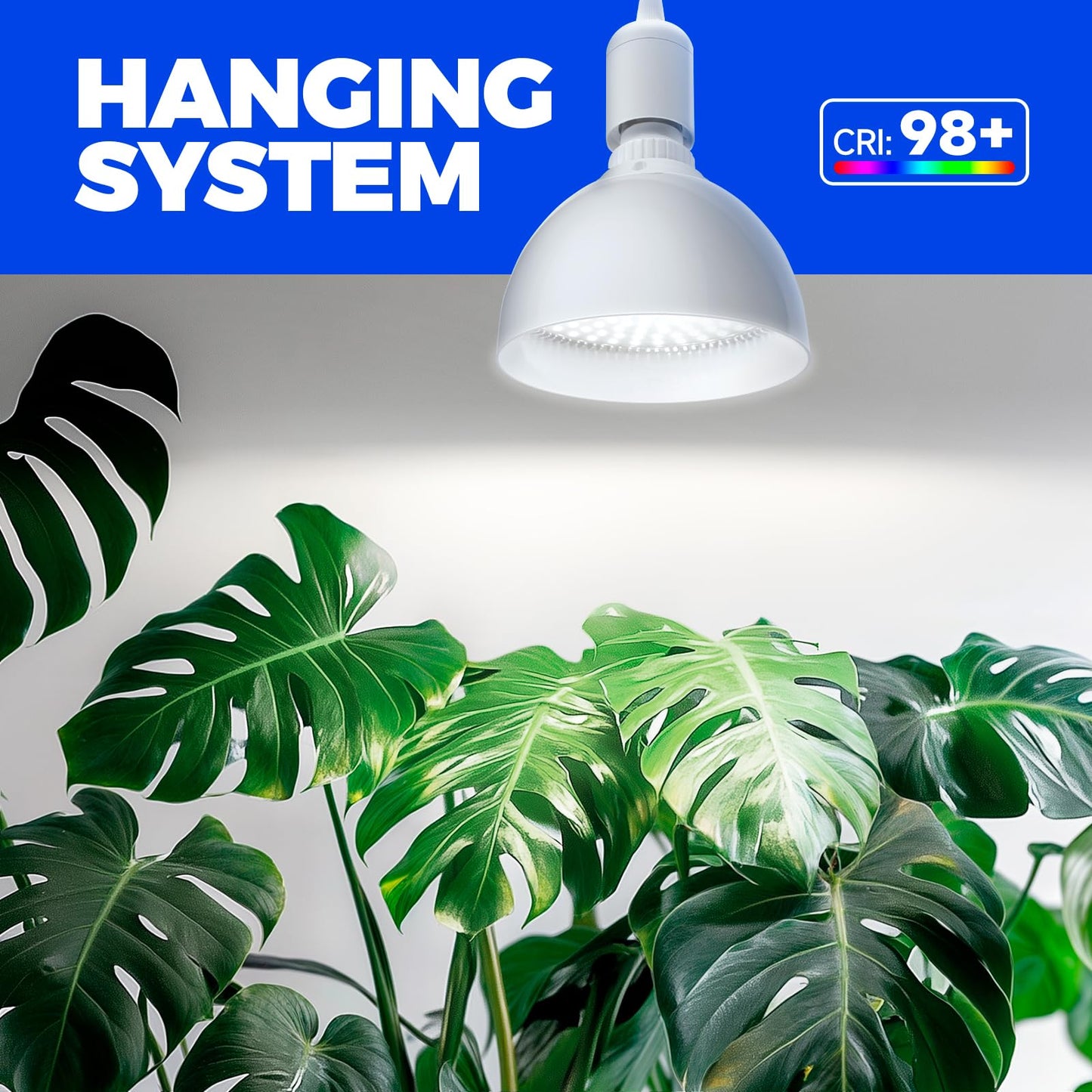 Barrina LED Grow Light Bulb with Timing and Hanging System, 25W Full Spectrum, 4H/9H/14H Timer, Hanging Grow Lights for Indoor Plants with 16.4FT Power Cord, Plug in Pendant Light for Plants