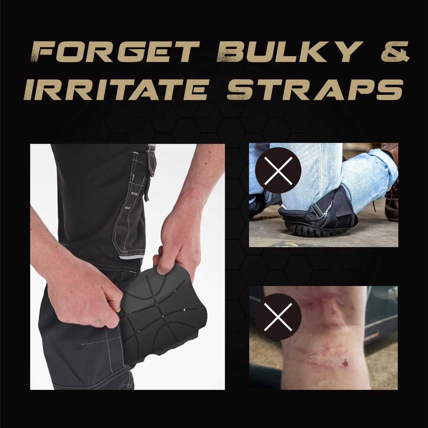 Hmyl Easy Knee Pad Insert for Work Pants/Bibs, Uniforms, and Tactical Pants, Breathable Knee Pad Inserts for Construction, Flooring, Gardening,and Garage, 11.5''×7.9''×0.45'', BLACK, 3 Pairs