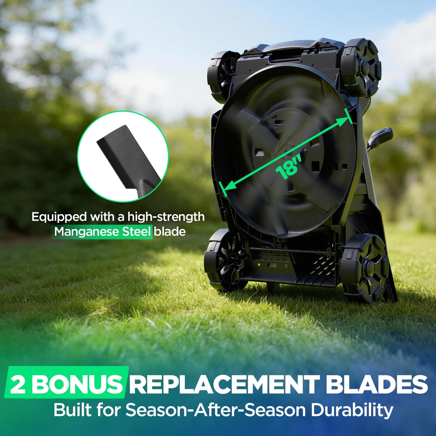 18" Electric Lawn Mower, 40V Cordless Lawn Mower with 2x5.0Ah Batteries, Brushless Motor, 2-in-1 Mulching & Bagging, 6-Position Height Adjustment, for Small to Medium Yards