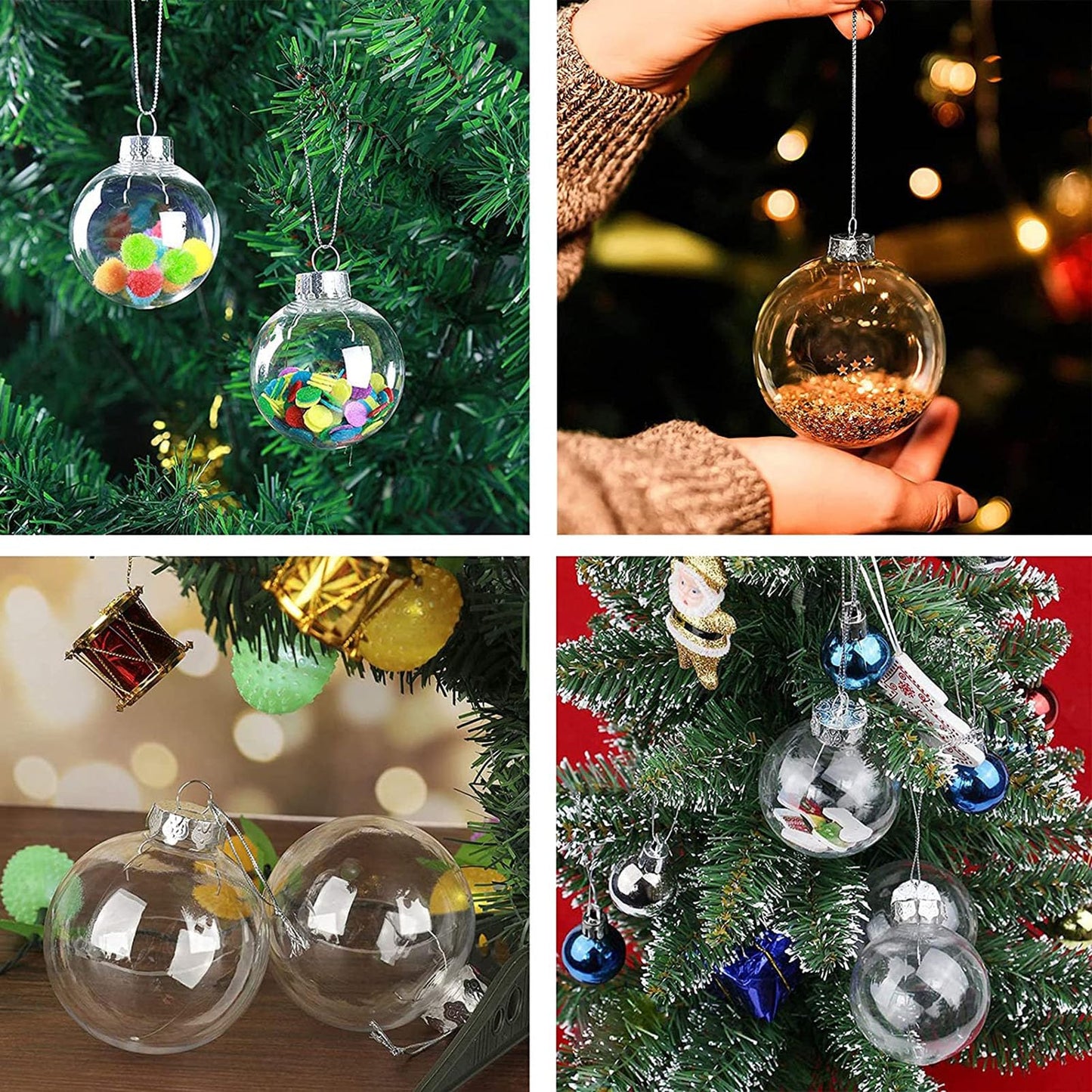 12 Pcs Clear Plastic Fillable Ornament Balls,2.36Inch Christmas DIY Baubles for Christmas, Halloween, Birthday, Wedding Decor, DIY Crafts Decorations (60 mm)